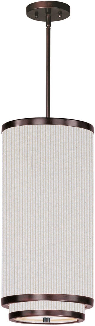 ET2 Elements 9.75" White Pleat Mini Pendant in Oil Rubbed Bronze