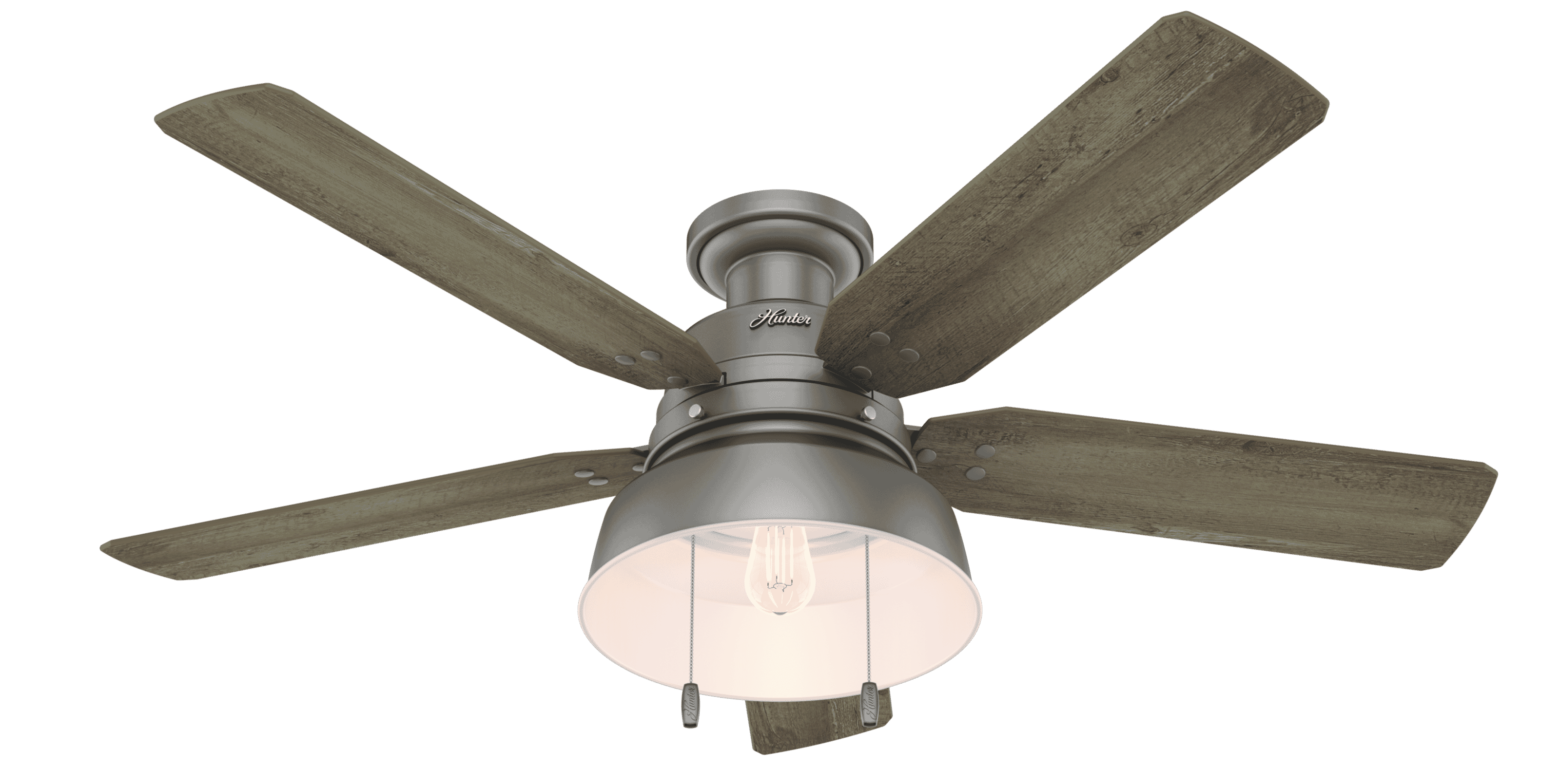 Hunter Mill Valley 52" Indoor/Outdoor Flush Mount Ceiling Fan in Matte Silver