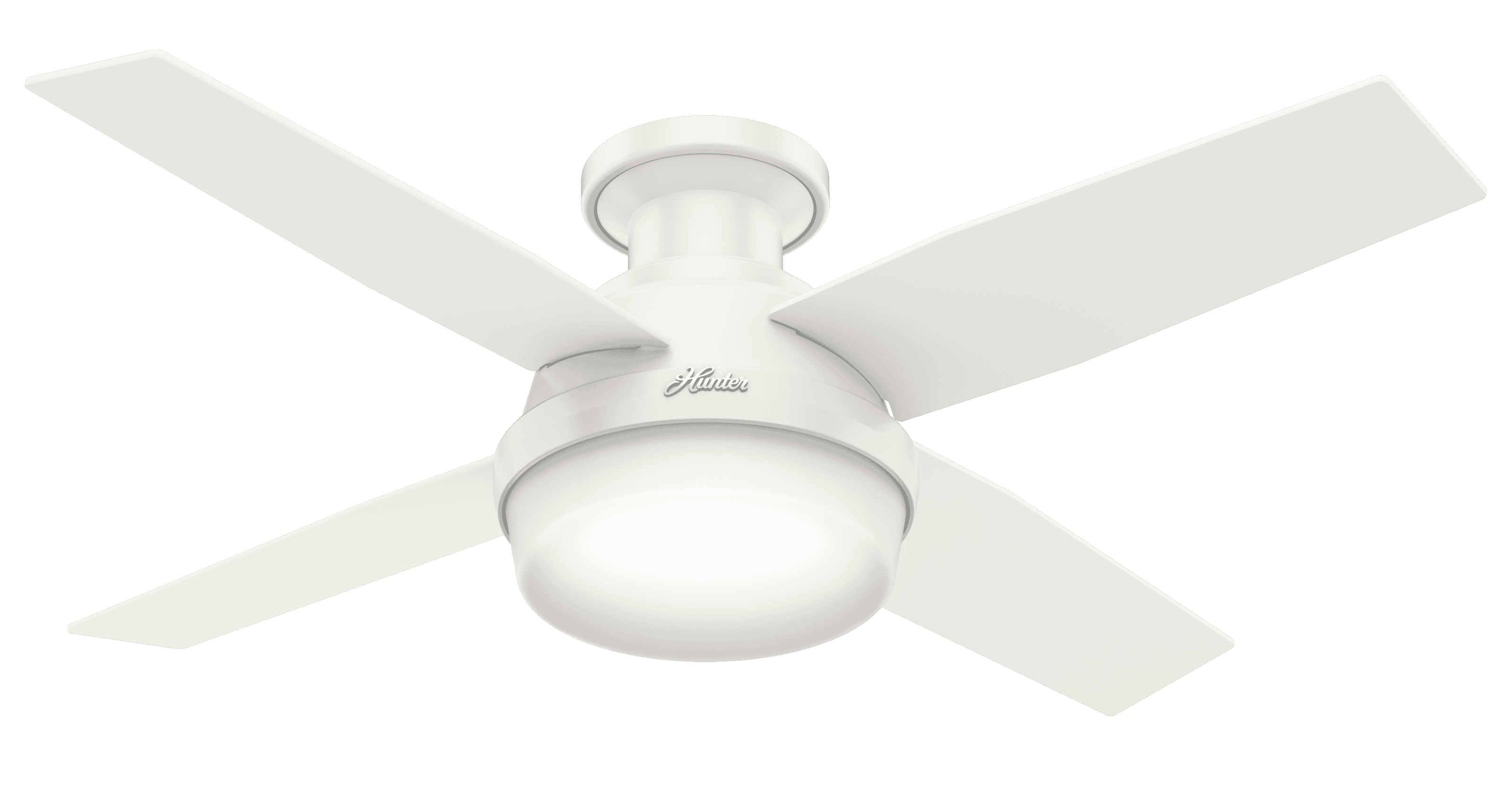 Hunter Dempsey 2-Light 44" Flush Mount Ceiling Fan in Fresh White