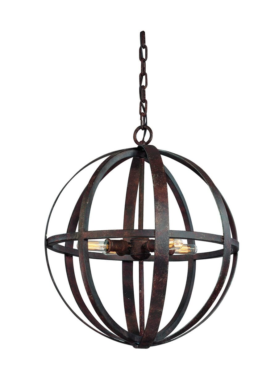 Troy Flatiron 4-Light Chandelier in Weathered Iron