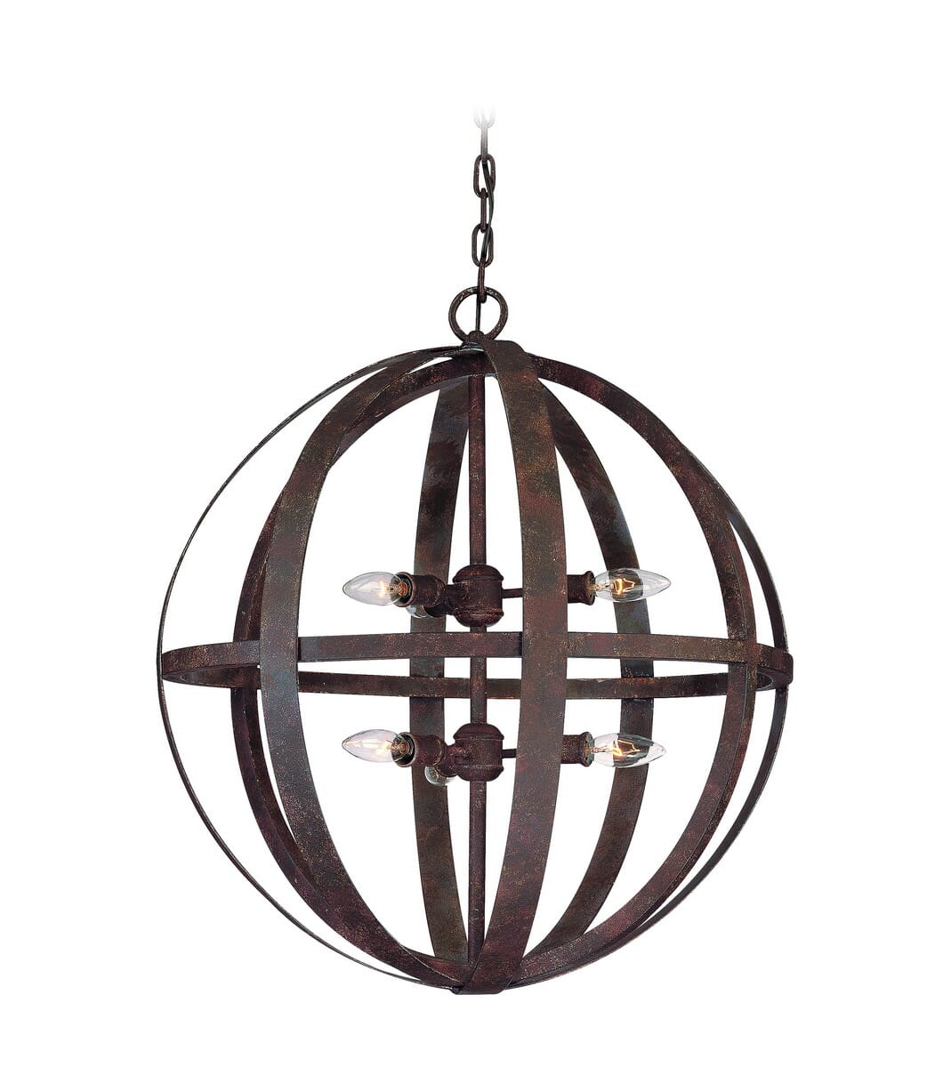 Troy Flatiron 6-Light Chandelier in Weathered Iron