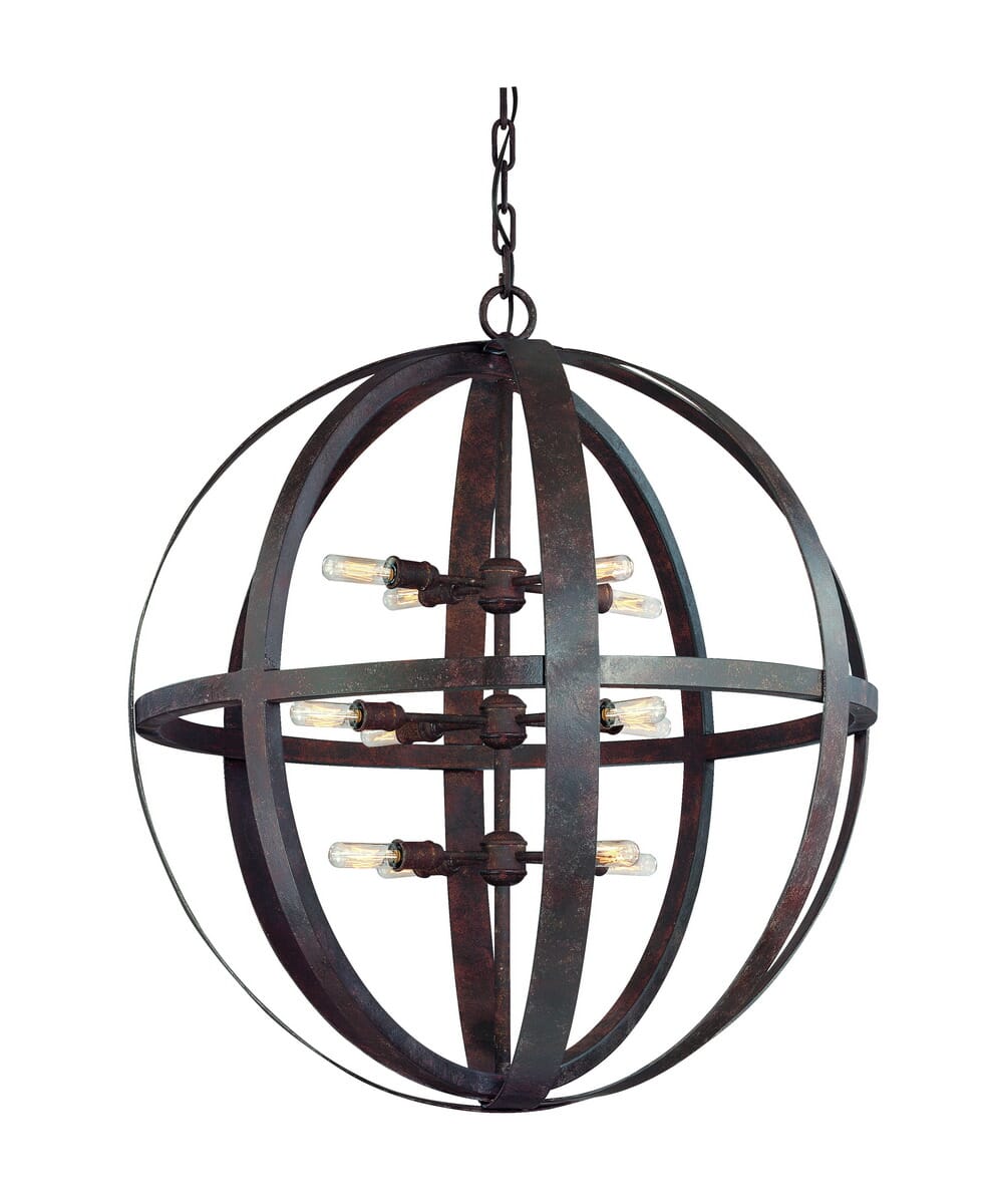 Troy Flatiron 12-Light Chandelier in Weathered Iron