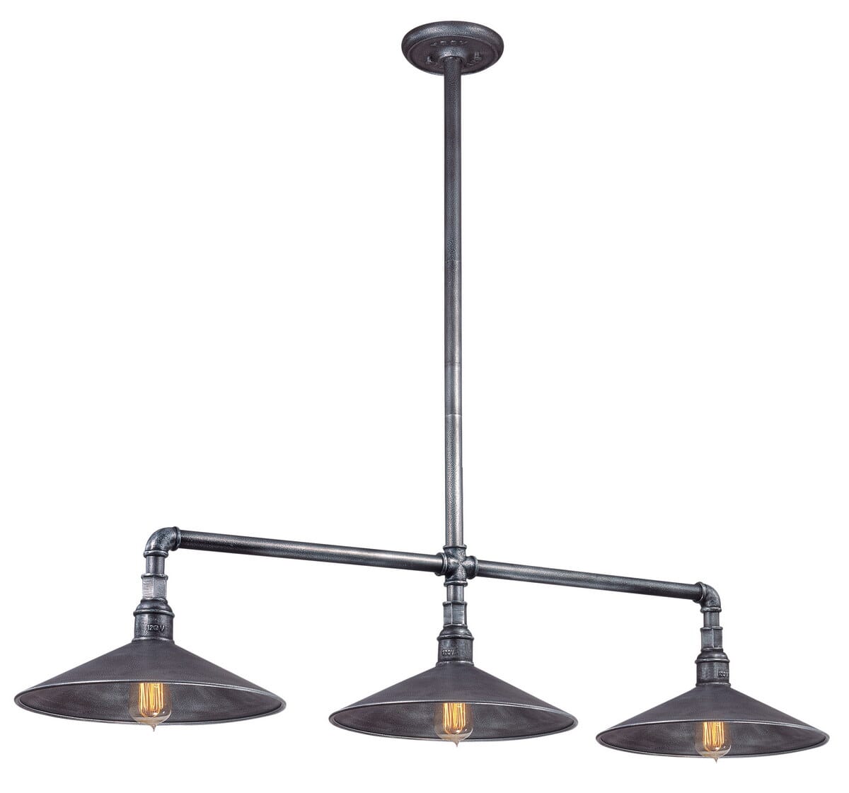 Troy Toledo 3-Light Linear Pendant Light in Old Silver