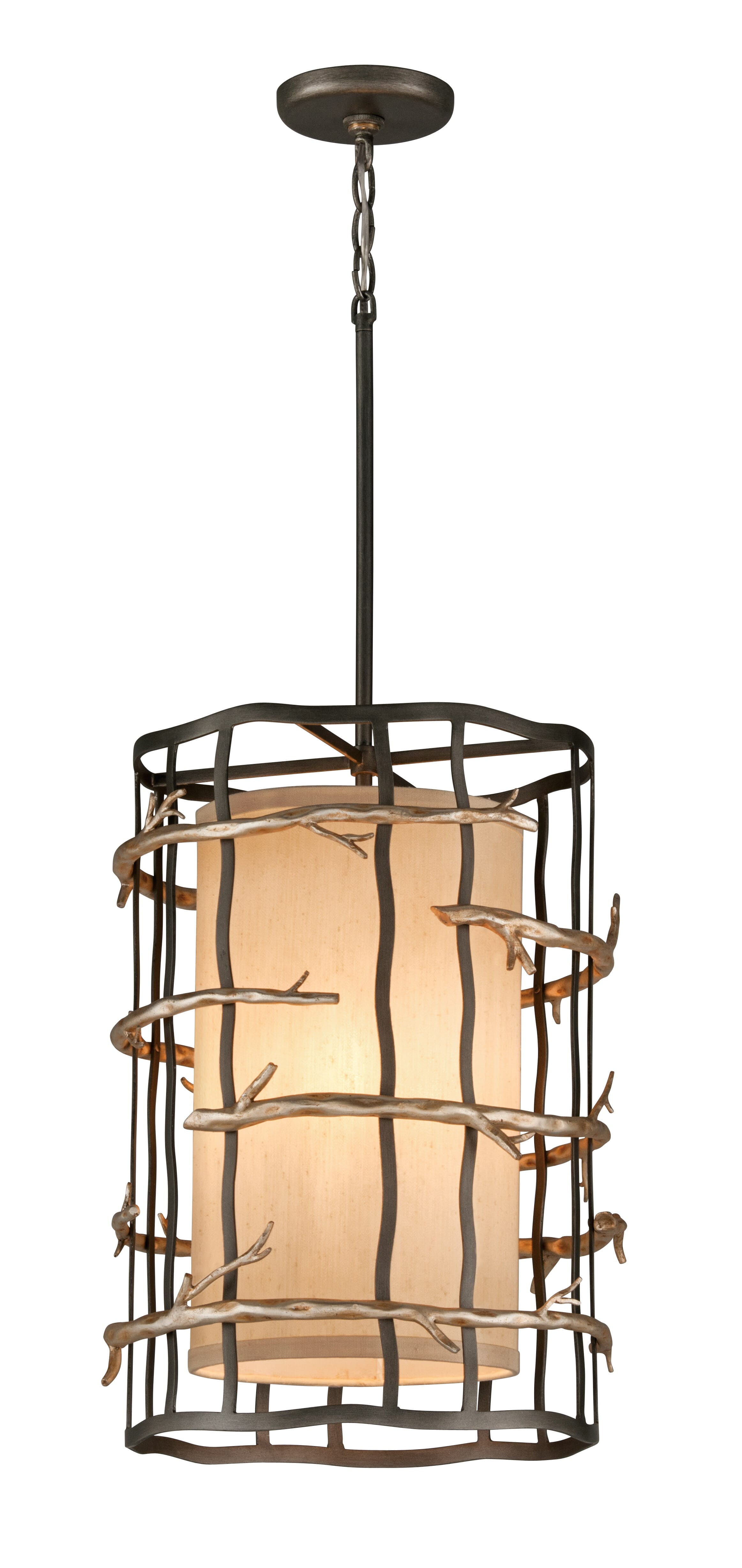 Troy Adirondack 3-Light 22" Pendant Light in Graphite and Silver Leaf