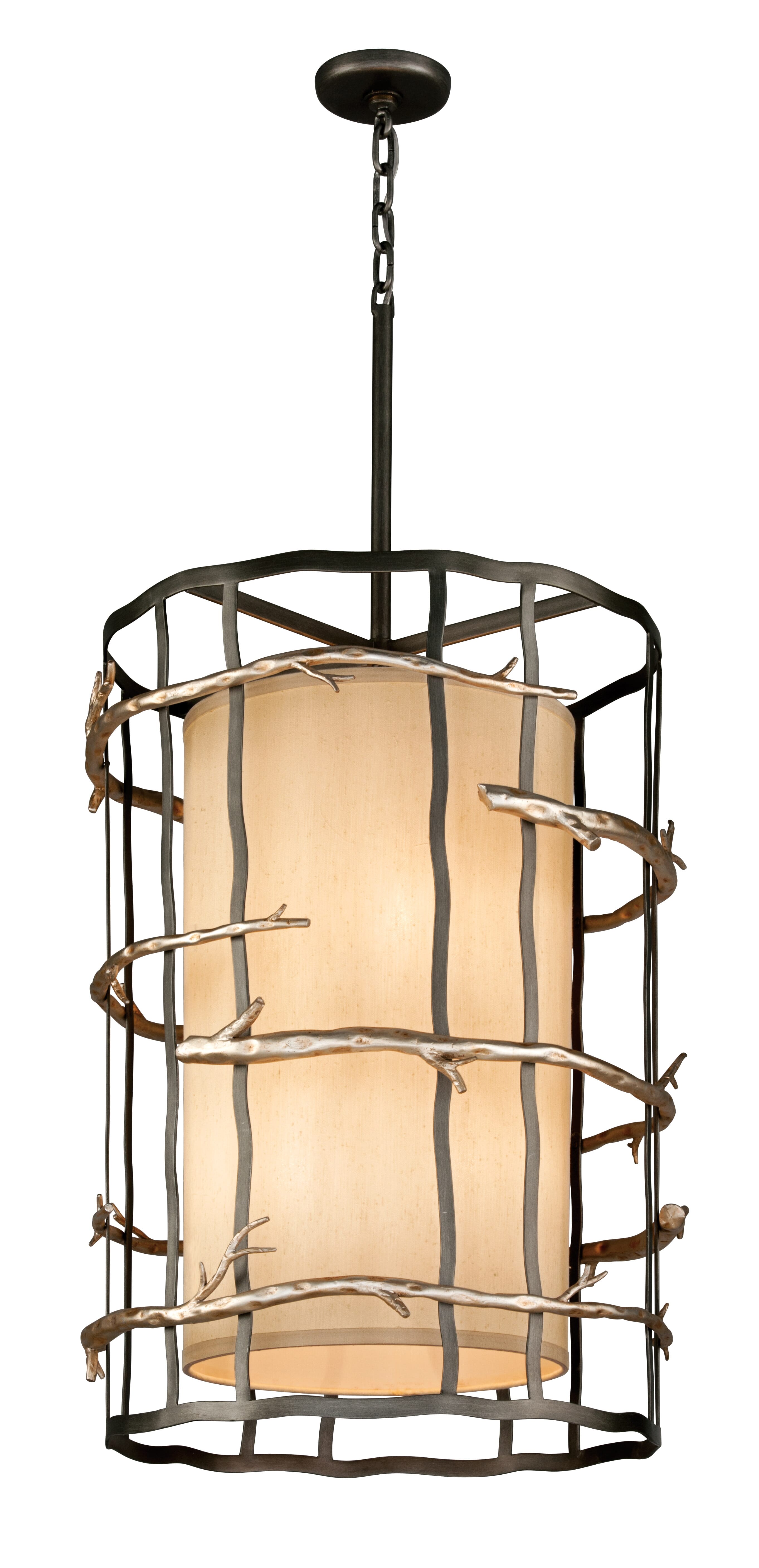 Troy Adirondack 6-Light 36" Pendant Light in Graphite and Silver Leaf