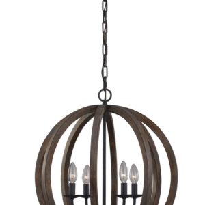 Feiss Allier 4-Light Large Pendant in Weathered Oak