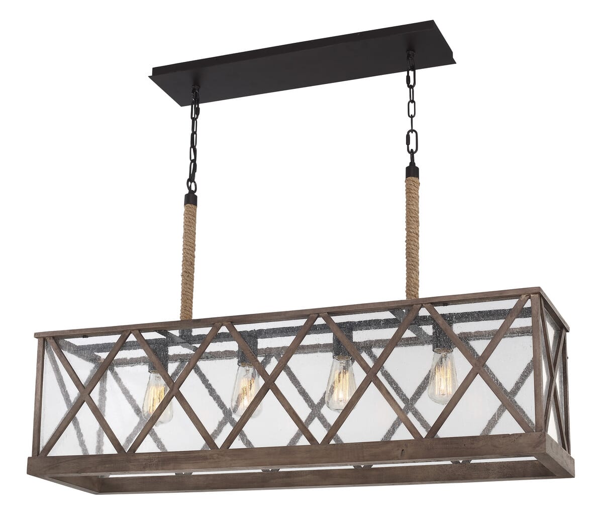 Feiss Lumiere 4-Light Weathered Oak Linear Pendant Light