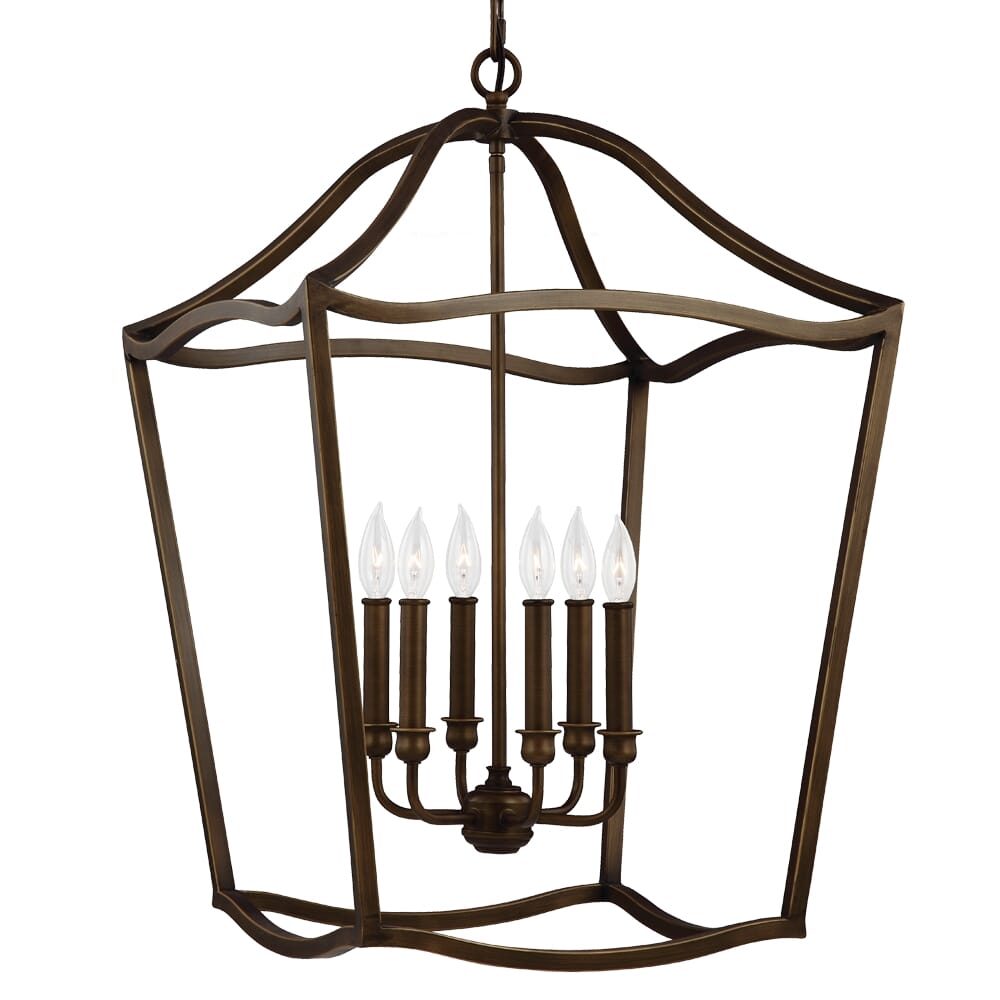 Feiss Yarmouth 6-Light Foyer in Painted Aged Brass