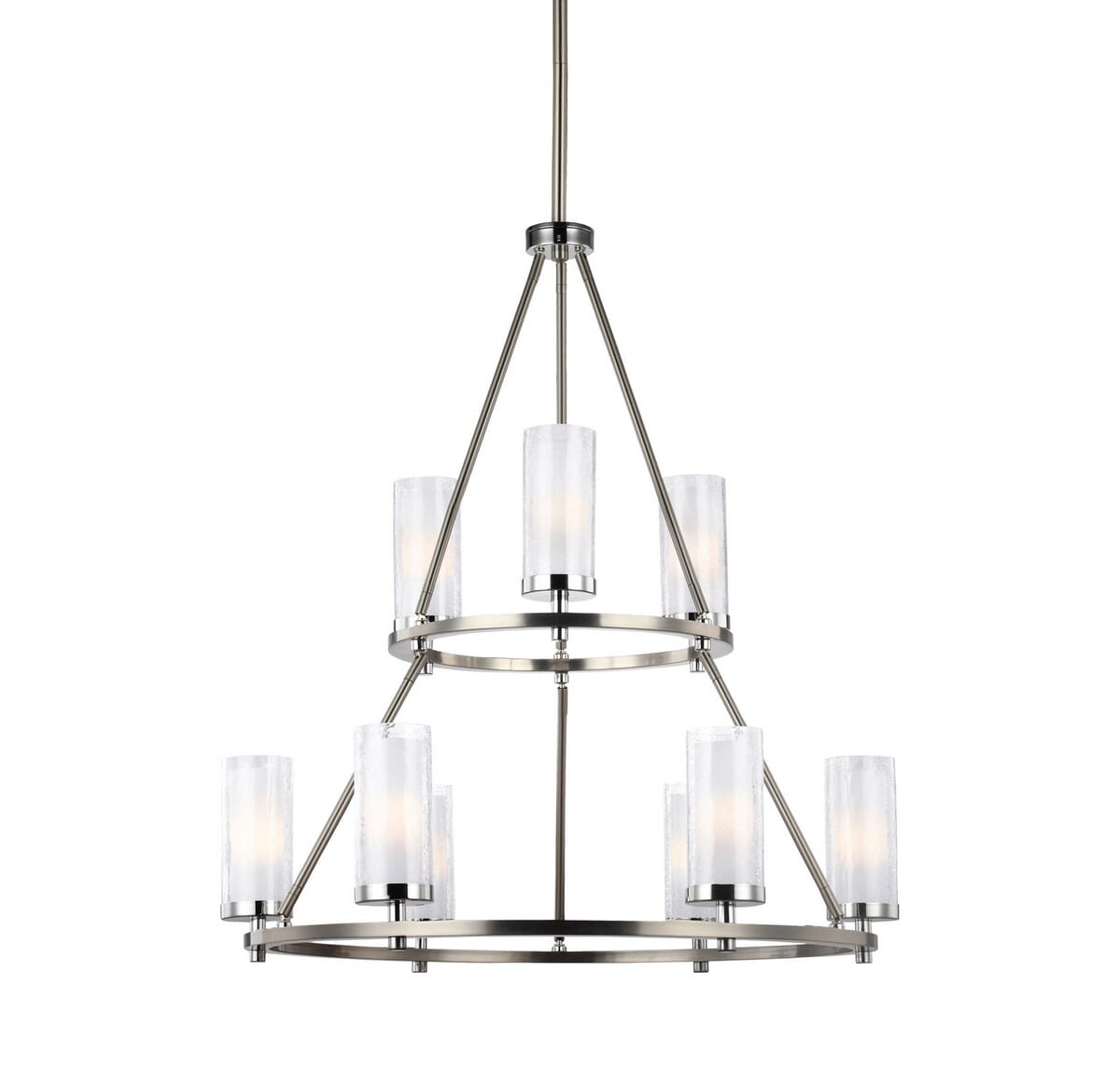 Feiss Jonah 9-Light Two Tier Chandelier in Satin Nickel / Chrome