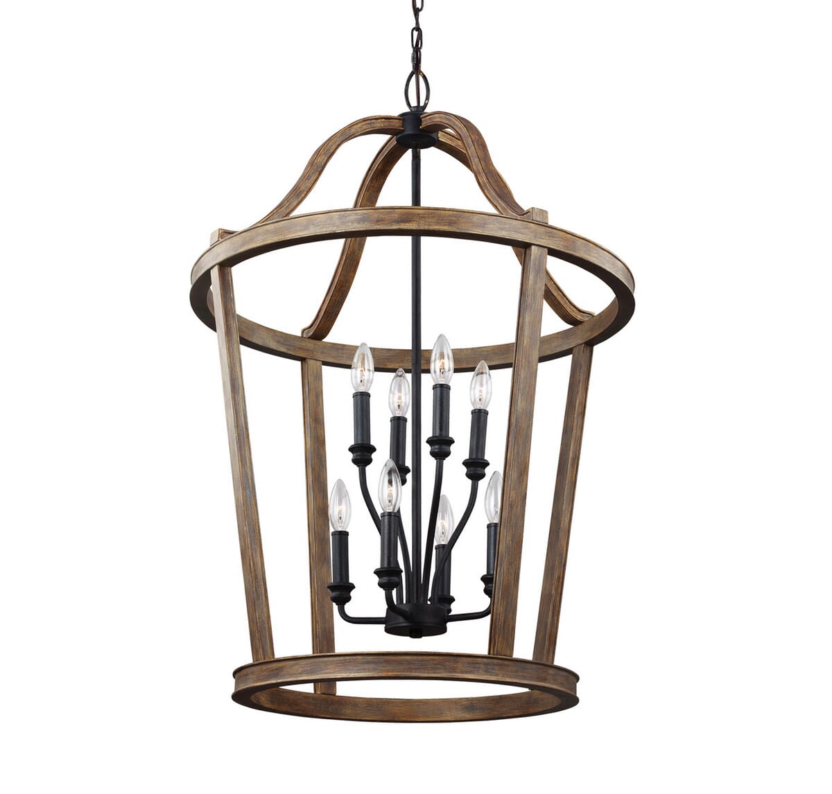 Feiss Lorenz 8-Light Two Tier Chandelier in Weathered Oak Wood