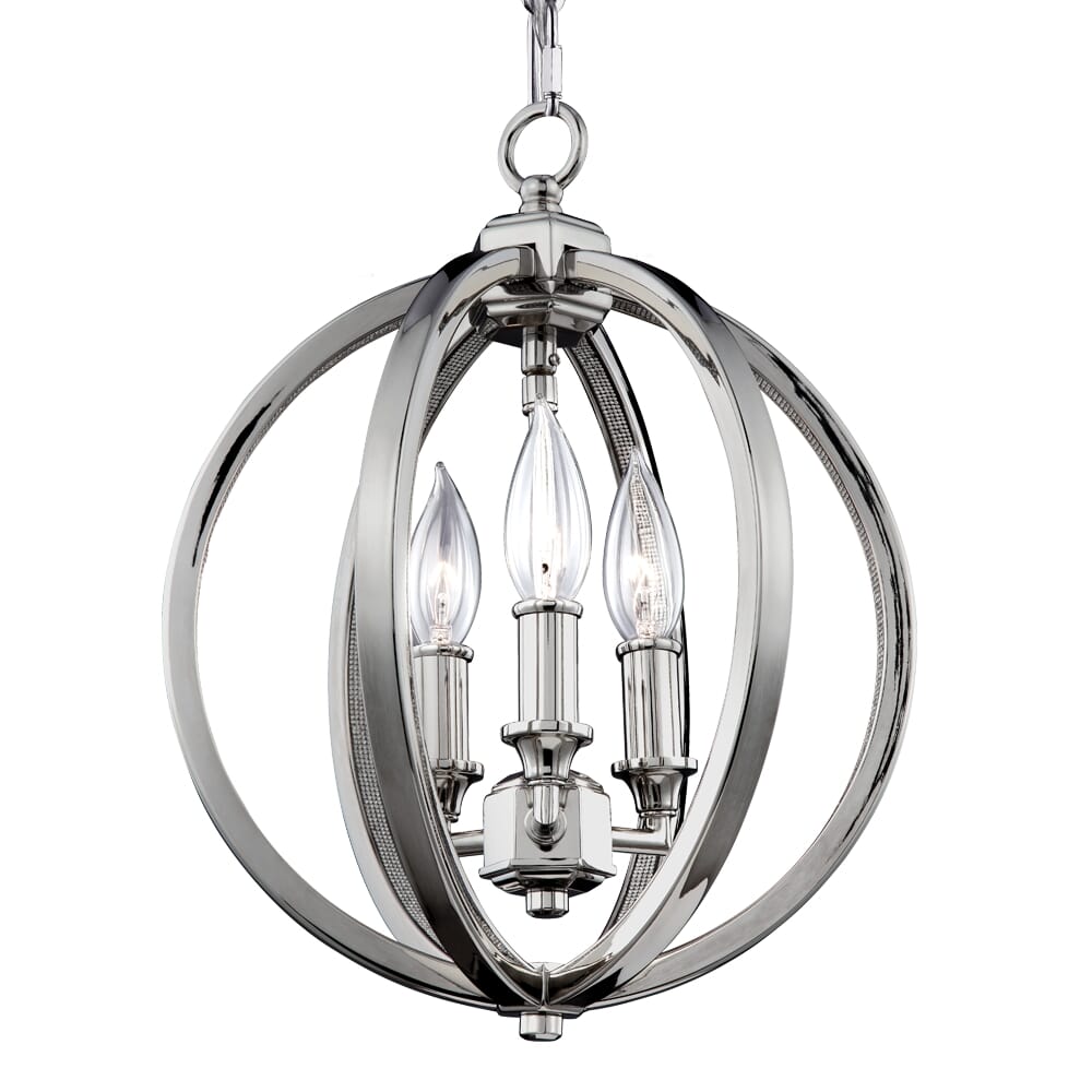 Feiss Corinne 11.25" 3-Light Pendant in Polished Nickel