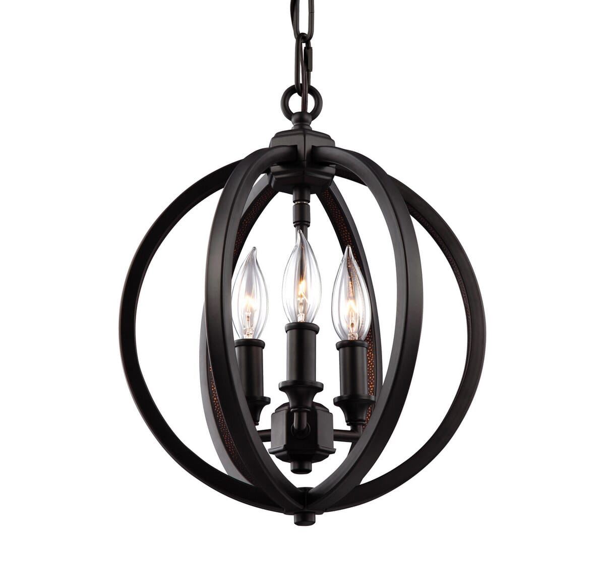 Feiss Corinne 3 Light 11" Globe Pendant in Oil Rubbed Bronze