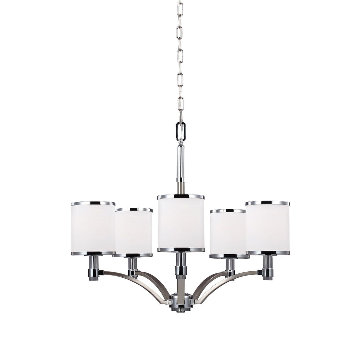 Feiss Prospect Park 5-Light Chandelier in Satin Nickel / Chrome