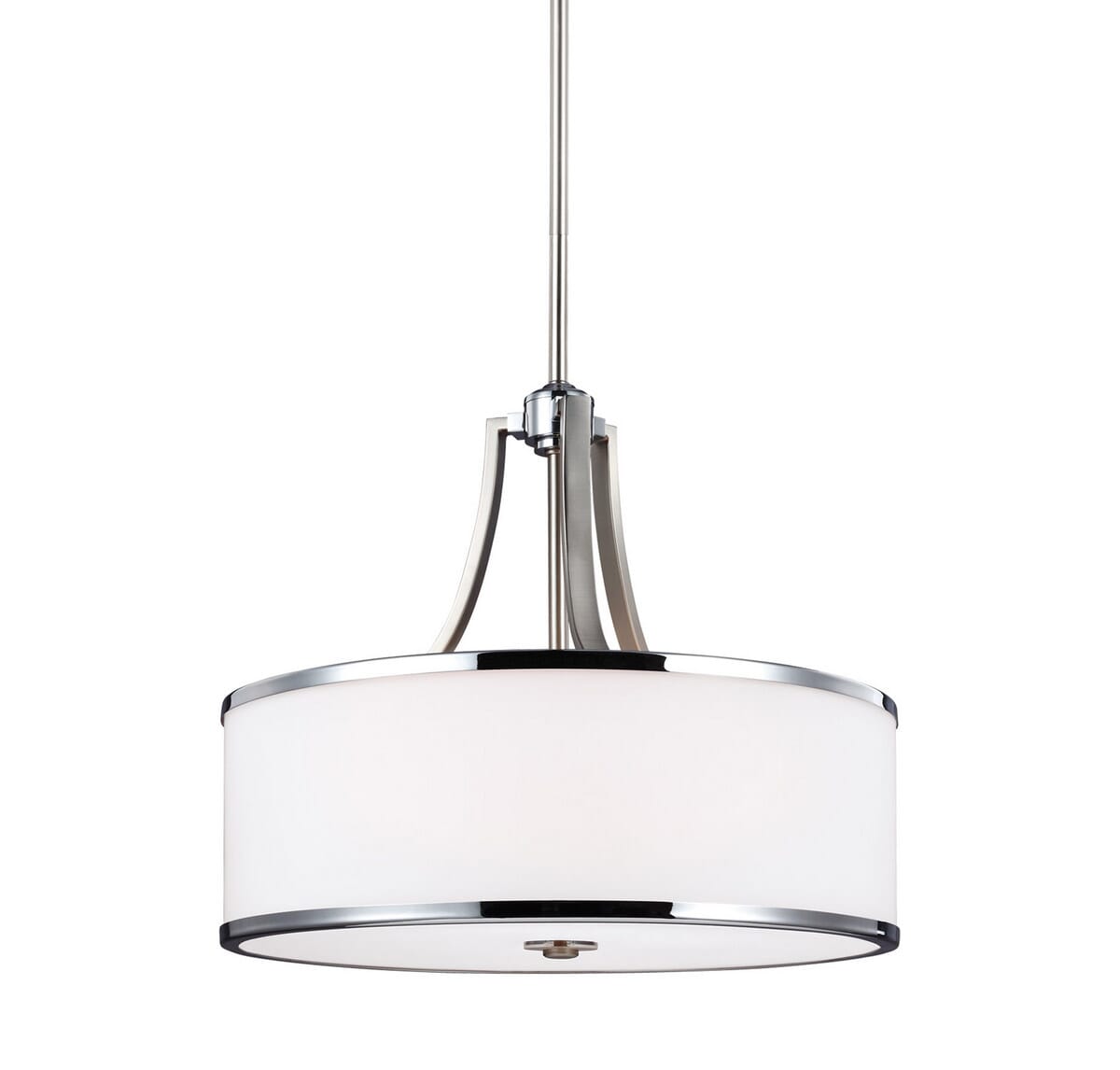 Feiss Prospect Park 4-Light Uplight Drum Pendant in Satin Nickel / Chrome