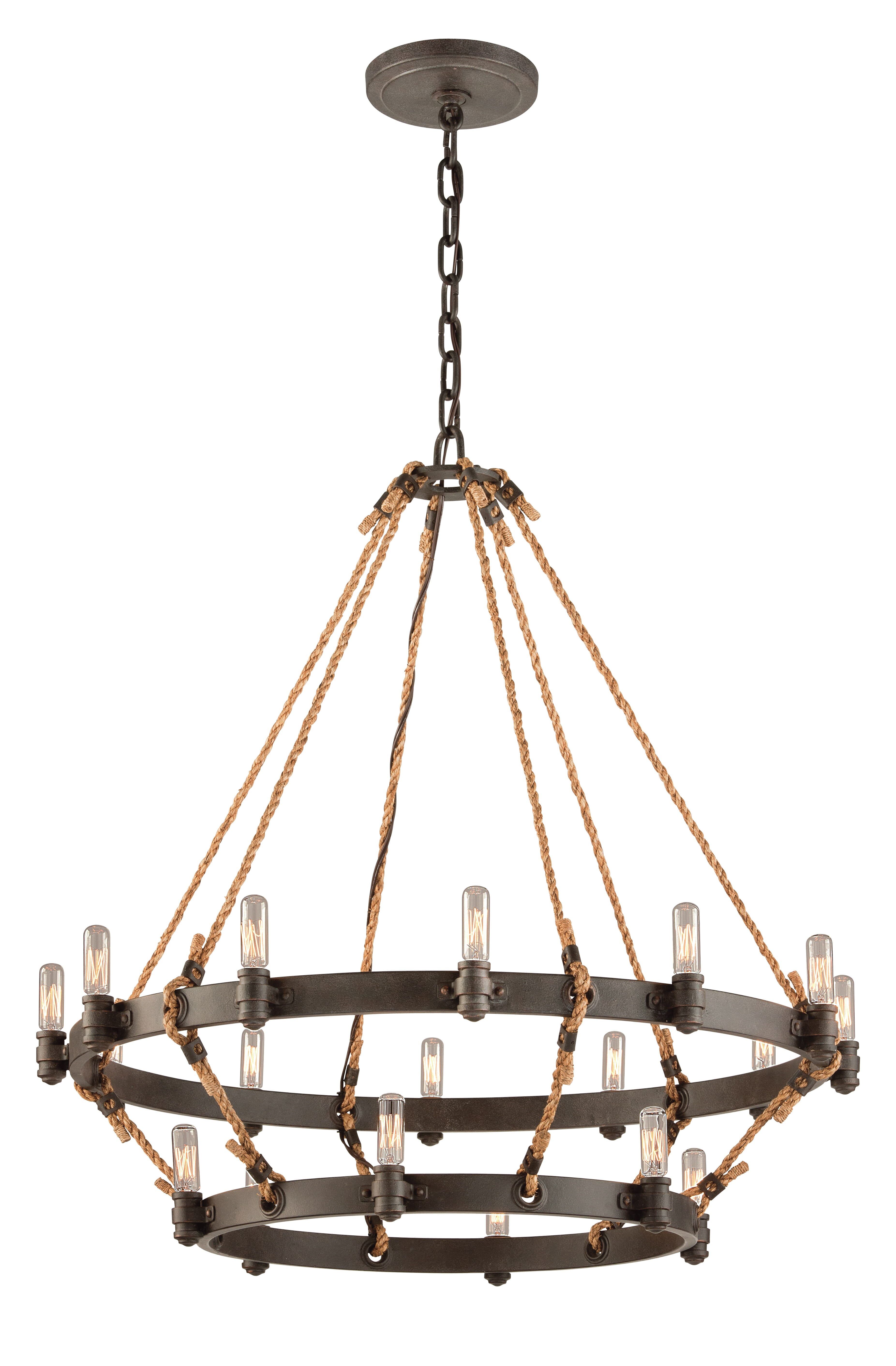 Troy Pike Place 18-Light Chandelier in Shipyard Bronze