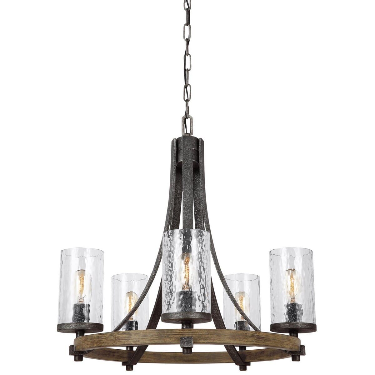 Feiss Angelo 5-Light Chandelier in Distressed Oak