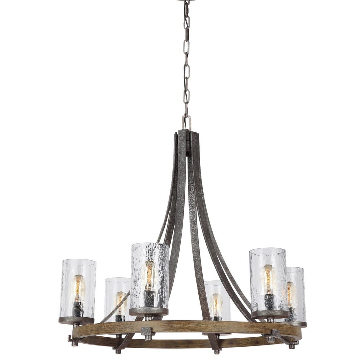 Feiss Angelo 6-Light Chandelier in Distressed Oak