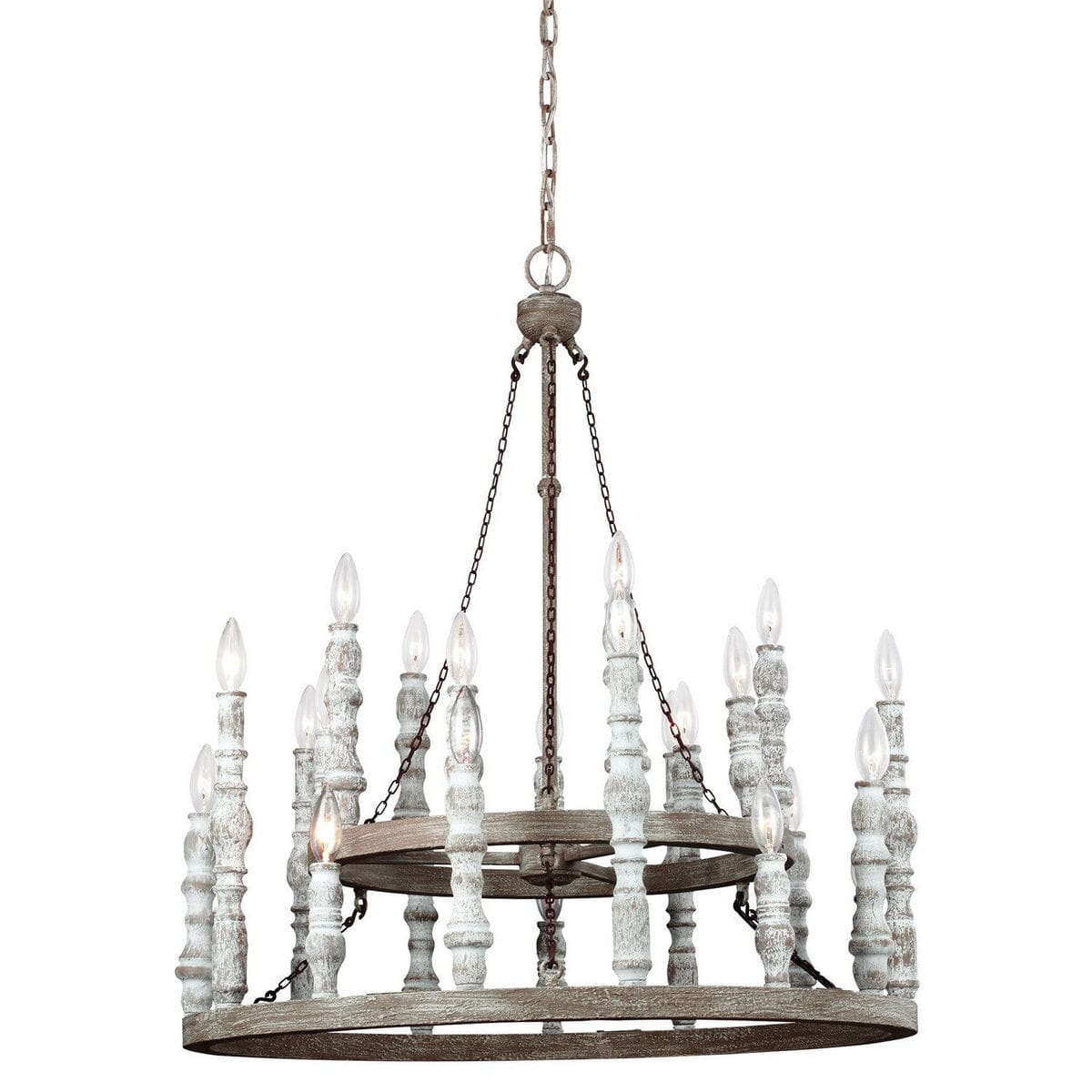 Feiss Norridge 24-Light Chandelier in Distressed Fence Board/White