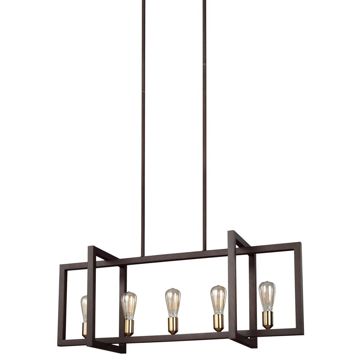 Feiss Finnegan 40" 5-Light Island Chandelier in New World Bronze