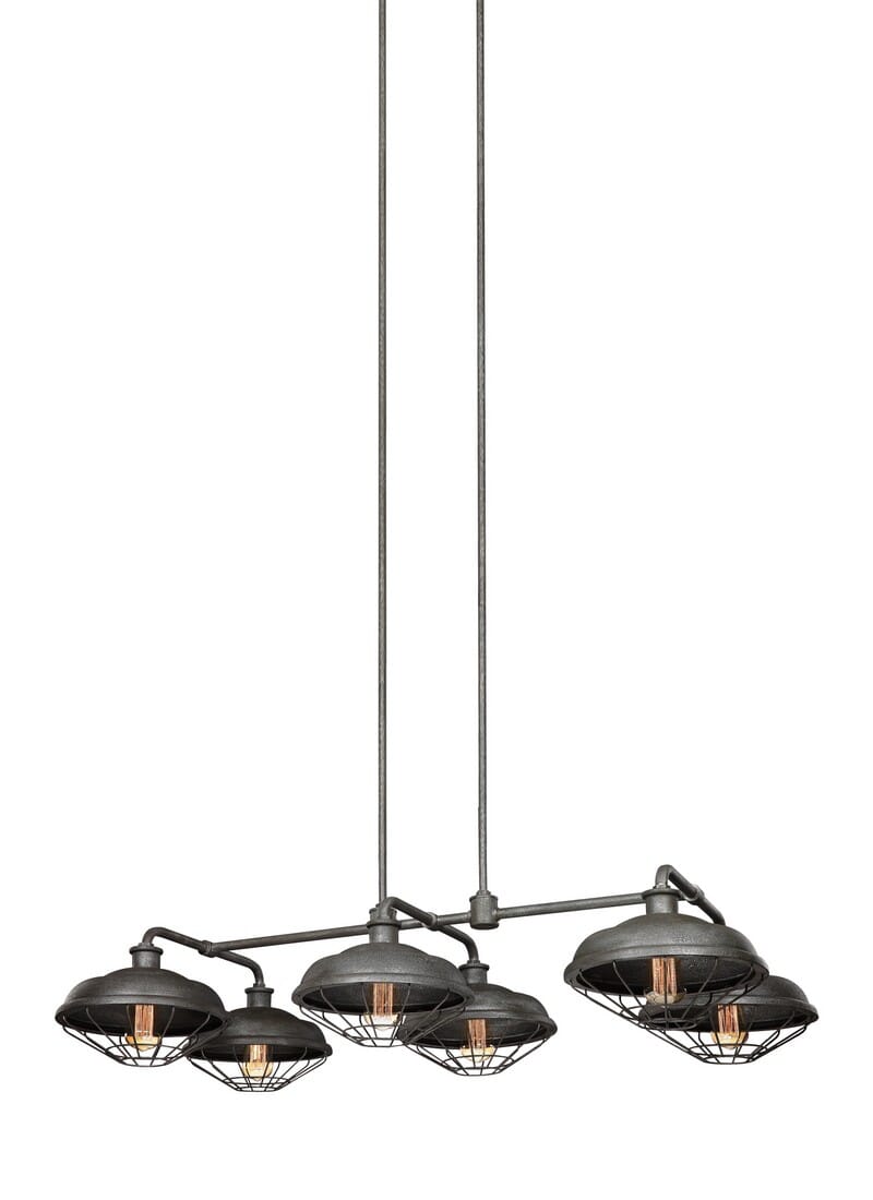 Feiss Lennex 50" 6-Light Island Chandelier in Slate Grey Metal