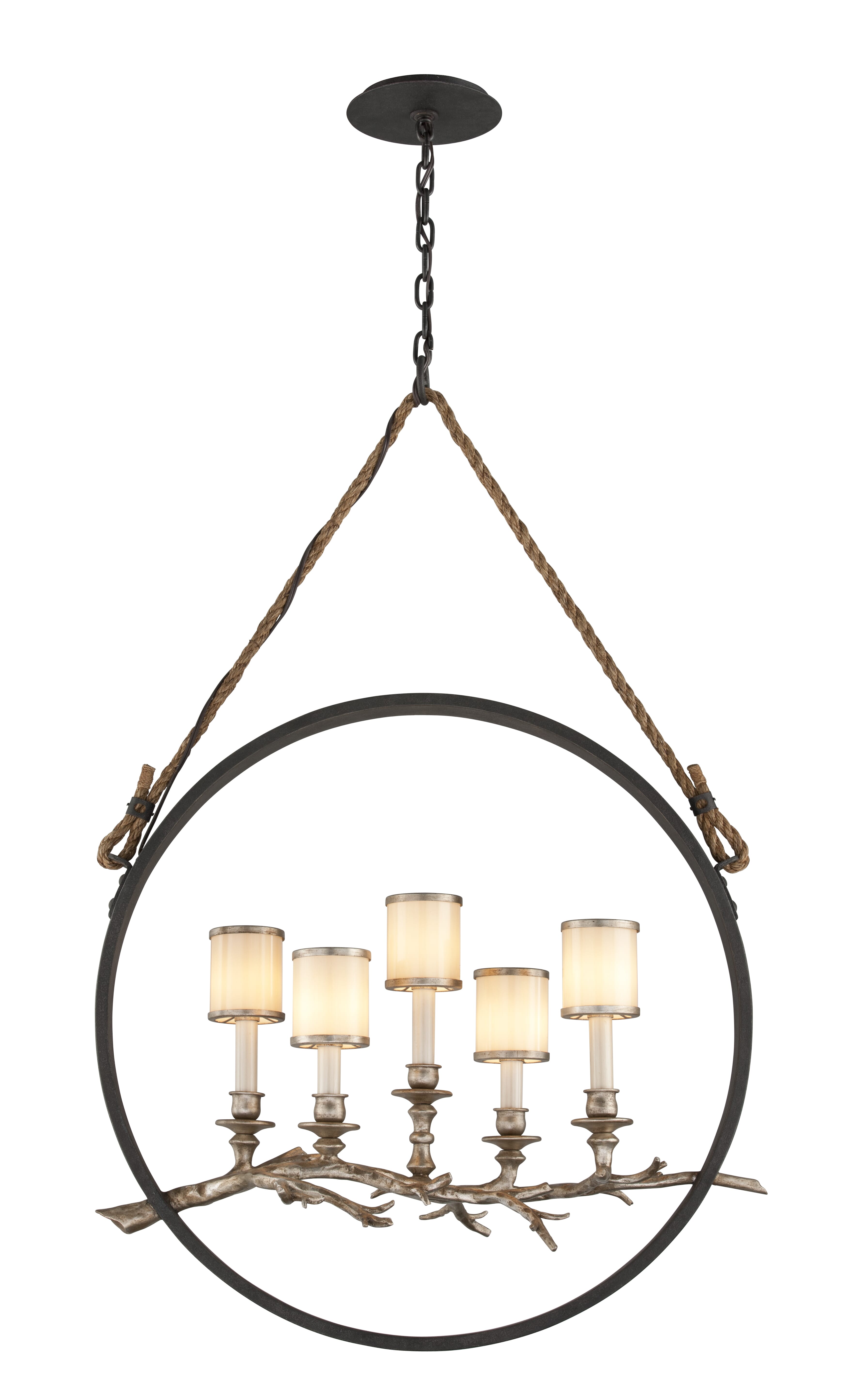 Troy Drift 5-Light Chandelier in Bronze with Silver Leaf