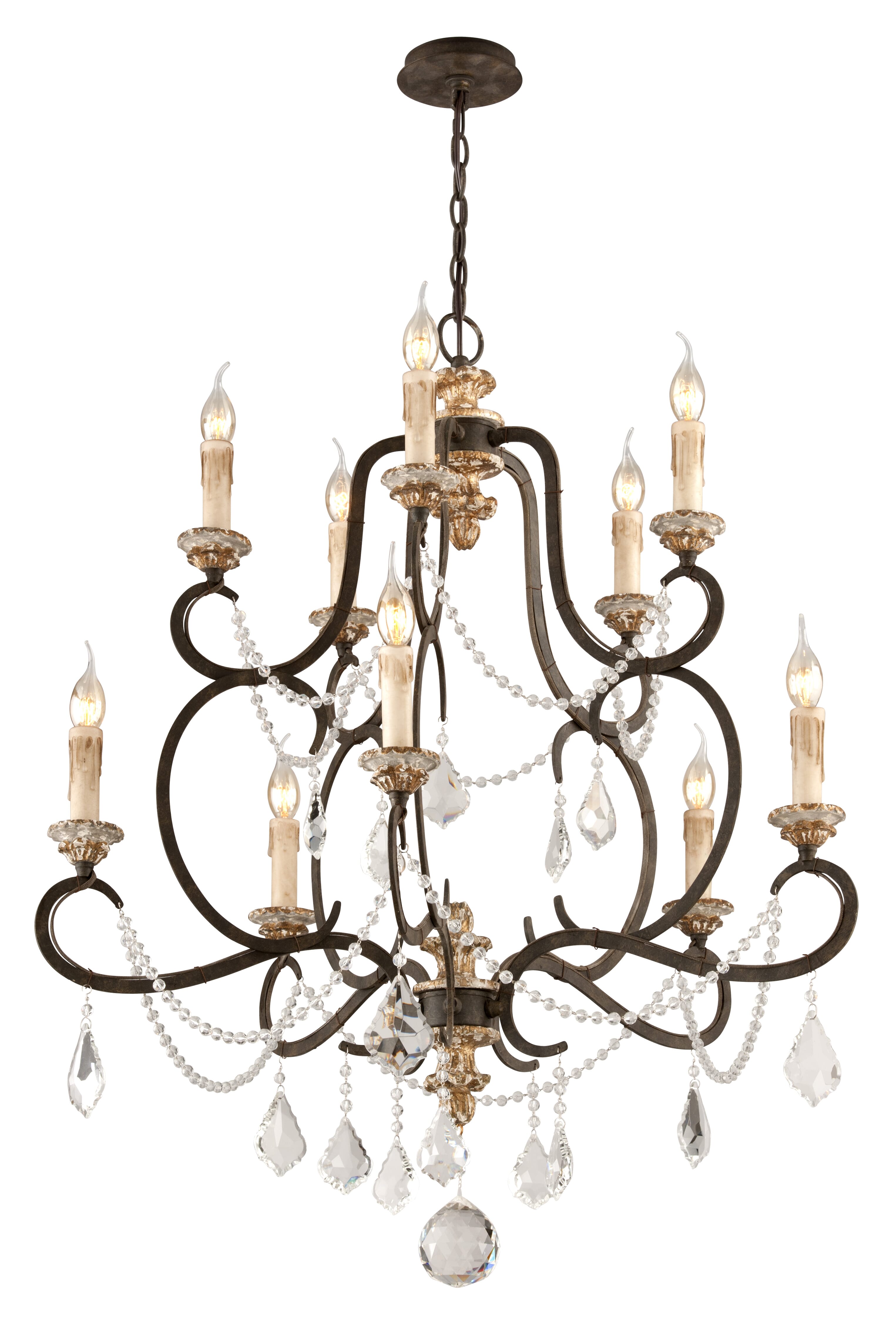 Troy Bordeaux 10-Light Chandelier in Parisian Bronze