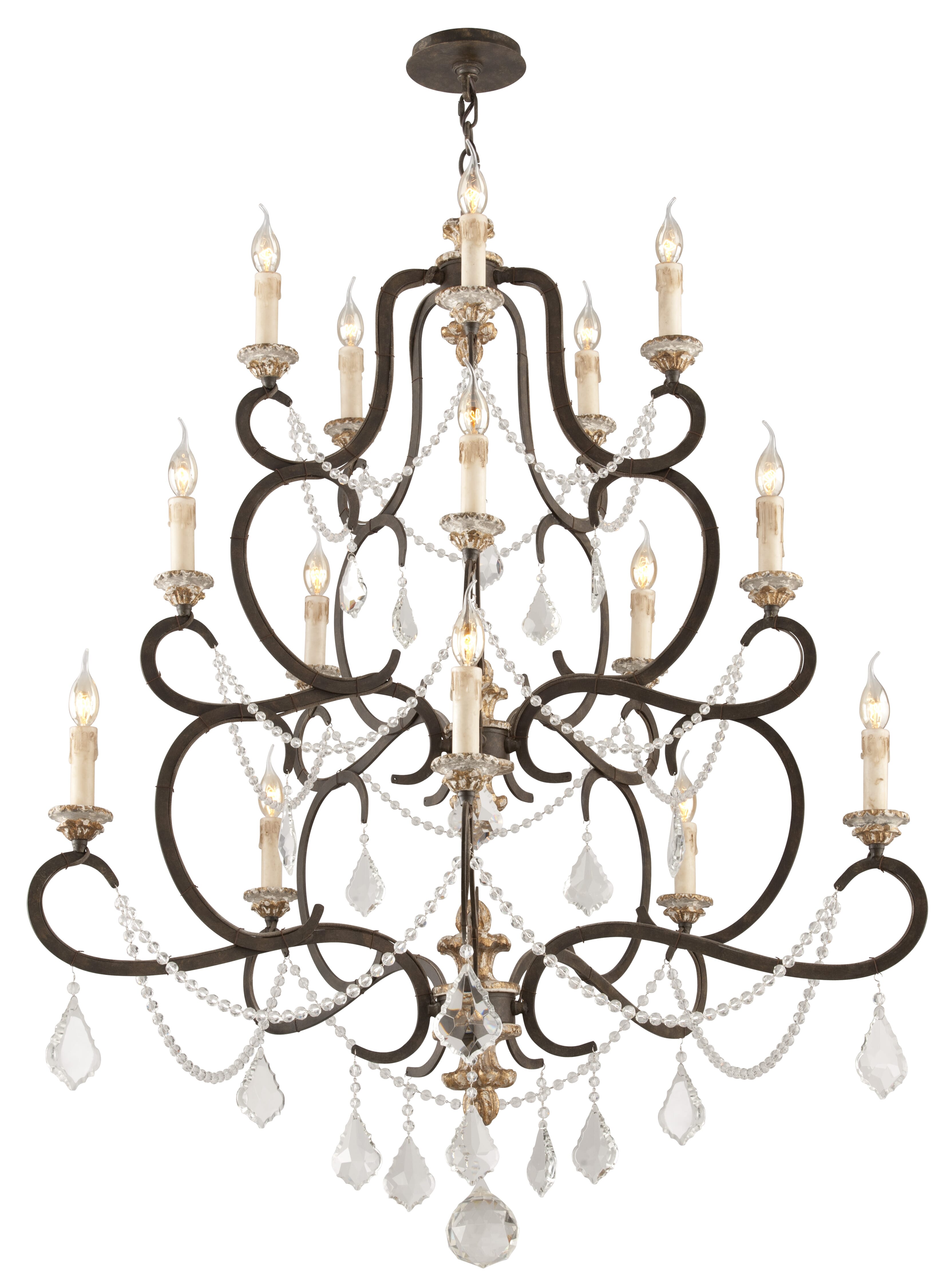 Troy Bordeaux 15-Light Chandelier in Parisian Bronze