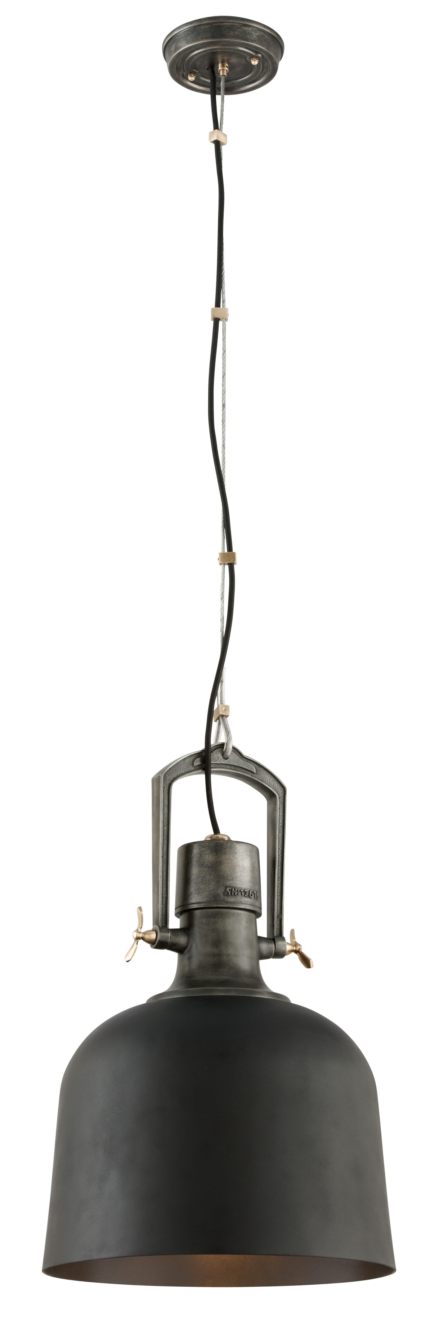 Troy Hangar 31 23" Pendant Light in Old Silver with Aged Brass Acc