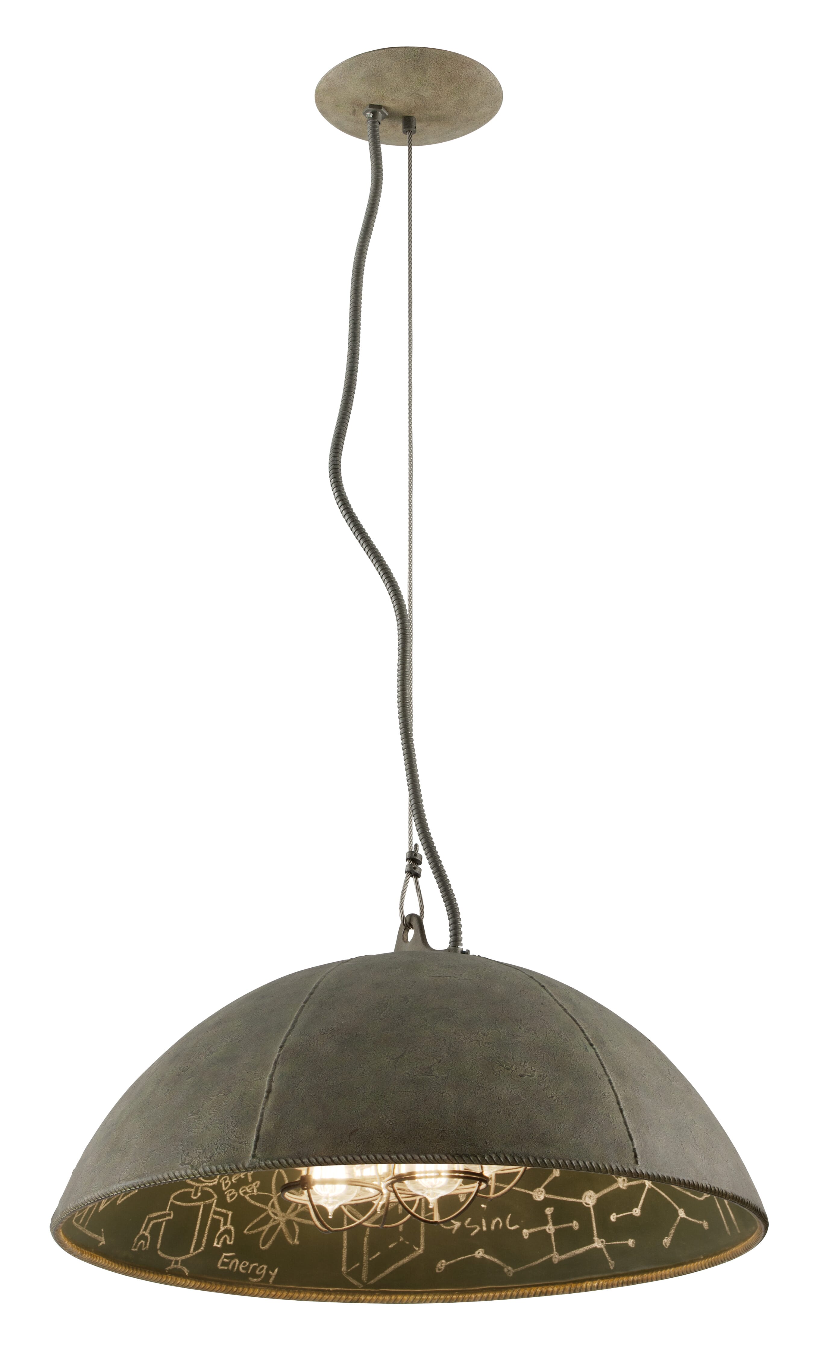 Troy Relativity 4-Light 12" Pendant Light in Salvage Zinc with Chalkboard