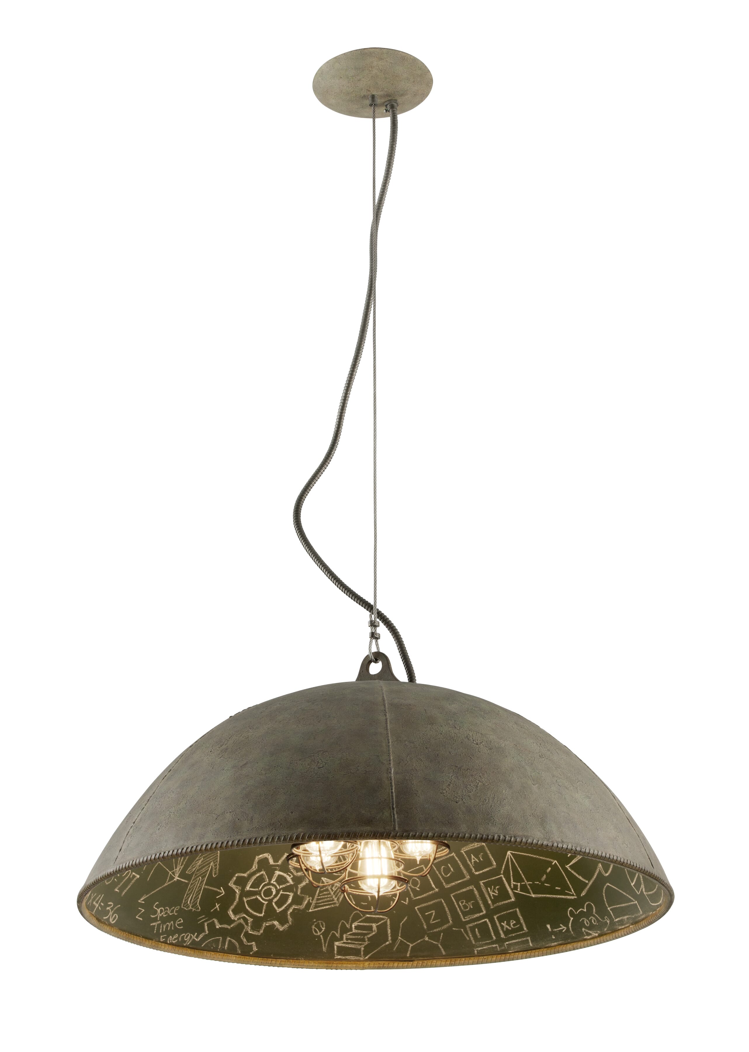 Troy Relativity 5-Light 16" Pendant Light in Salvage Zinc with Chalkboard