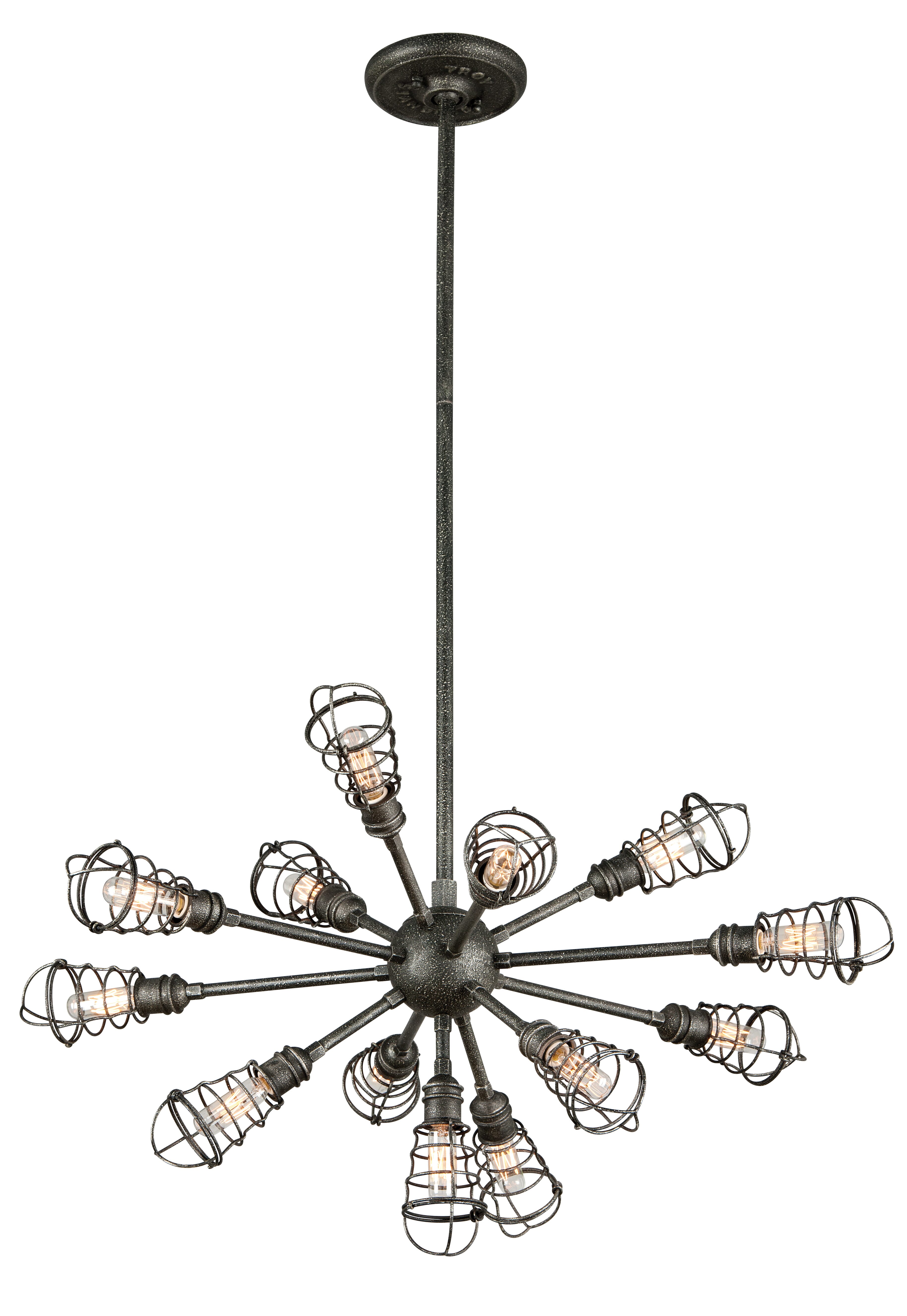 Troy Conduit 13-Light Chandelier in Old Silver