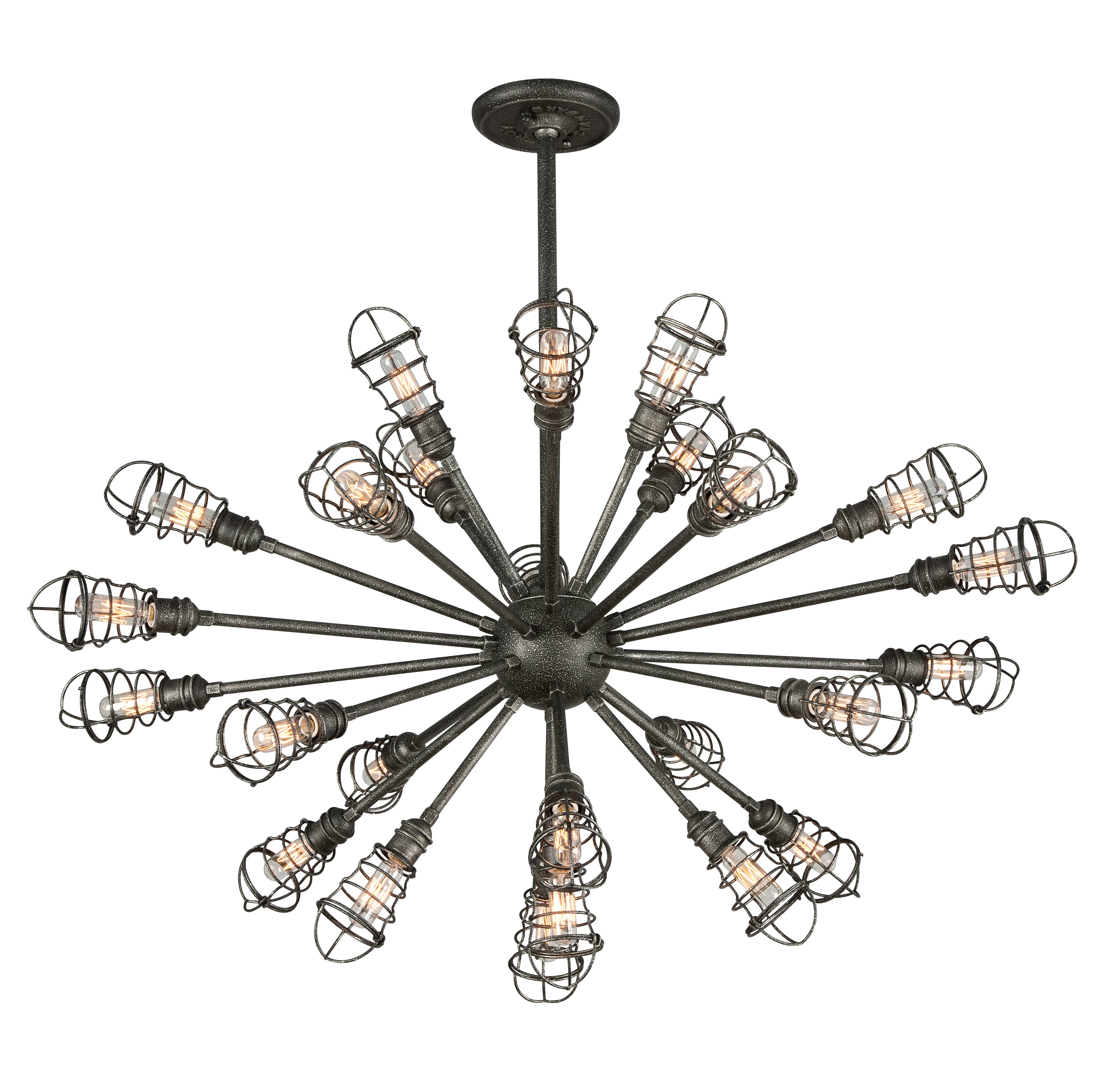 Troy Conduit 25-Light Chandelier in Old Silver