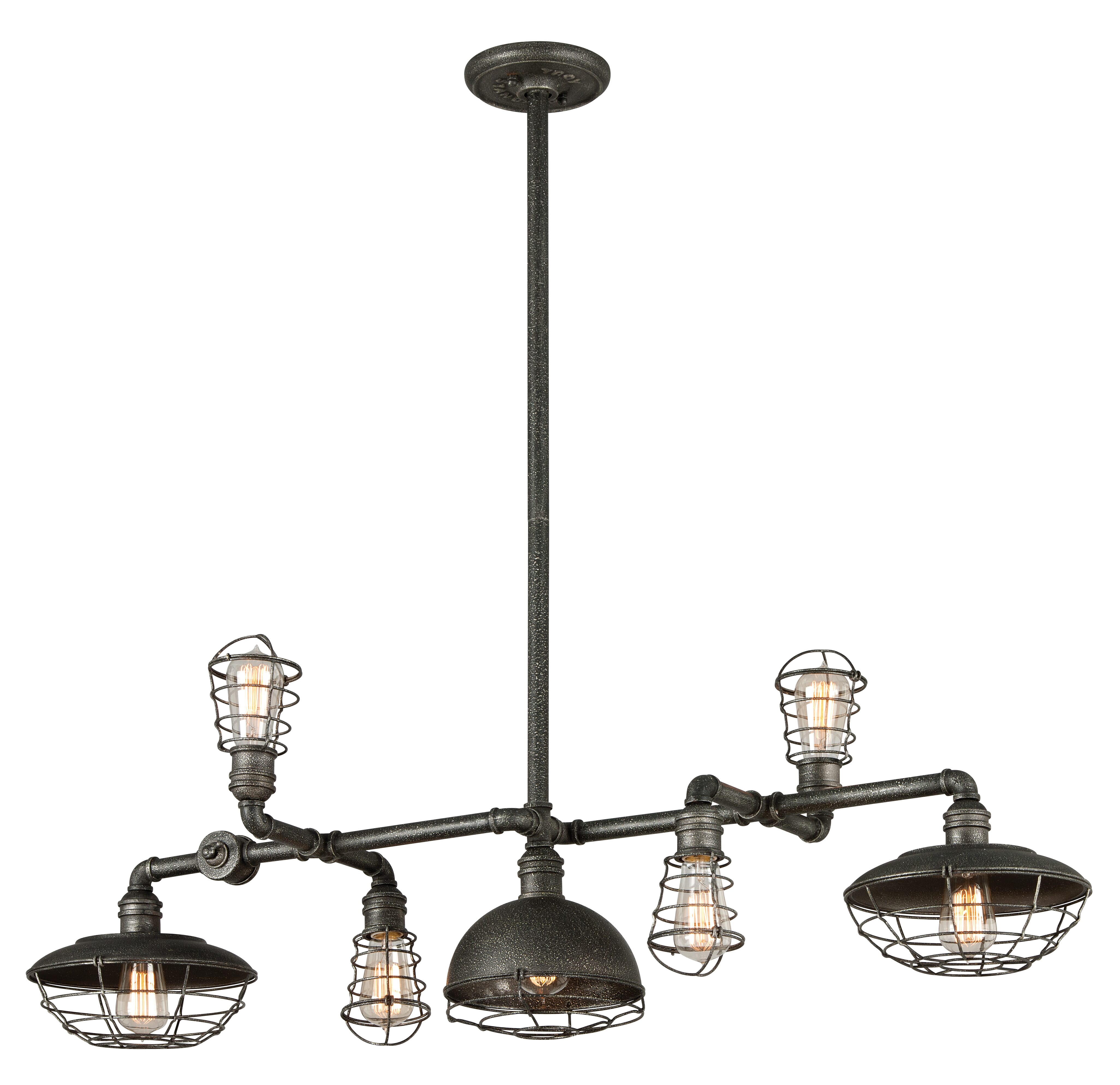 Troy Conduit 7-Light 18" Kitchen Island Light in Old Silver