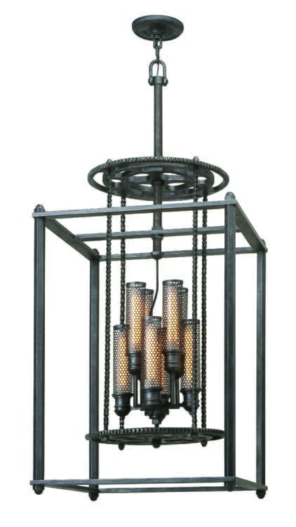 Troy Atlas 8-Light Chandelier in Aged Pewter