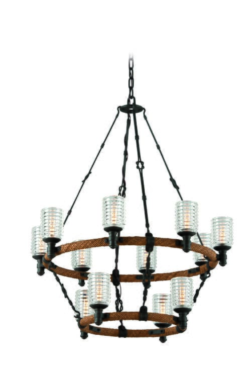 Troy Embarcadero 8-Light Chandelier in Shipyard Bronze