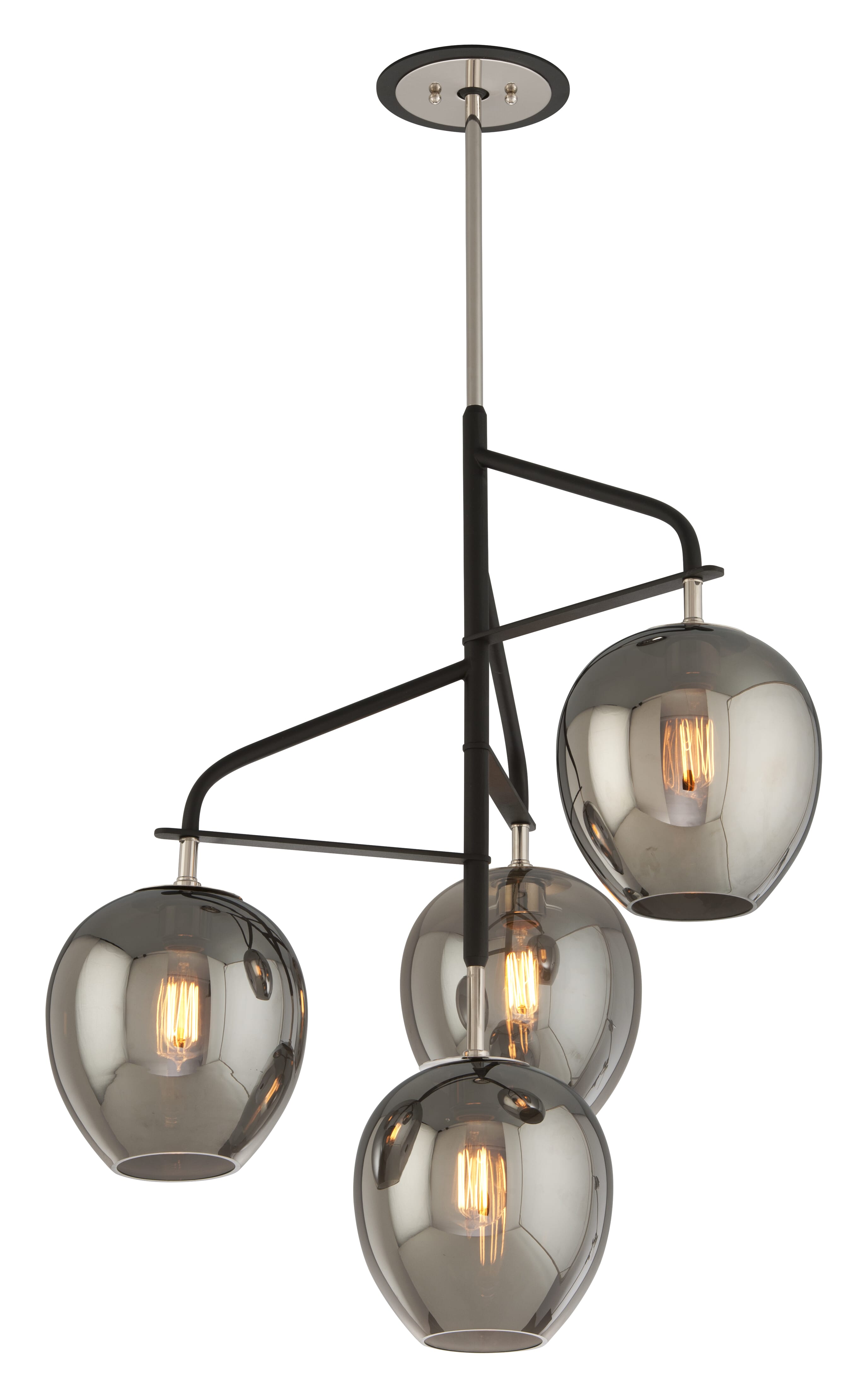 Troy Odyssey 4-Light Chandelier in Carbide Black Polished Nickel