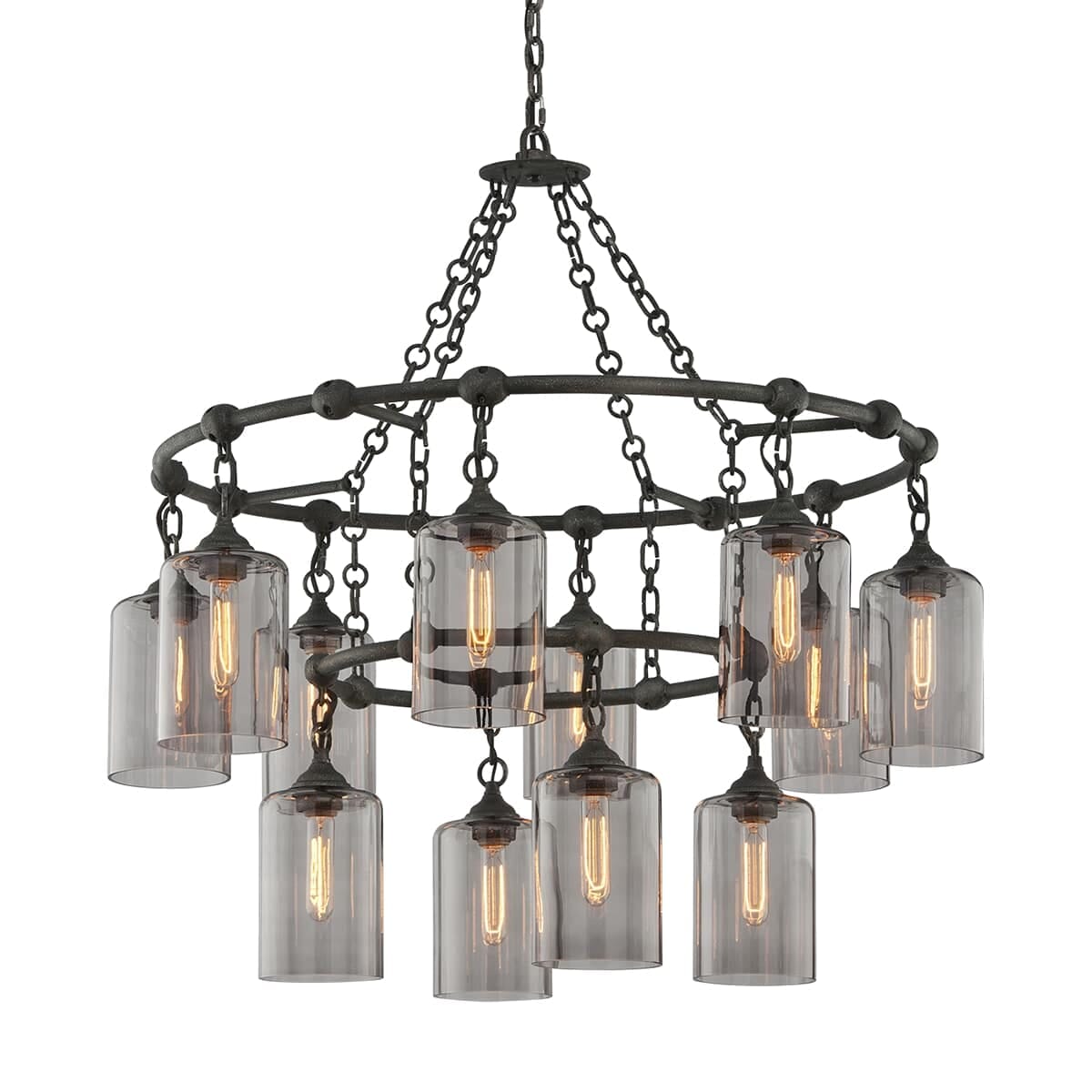 Troy Gotham 12-Light Chandelier in Aged Silver