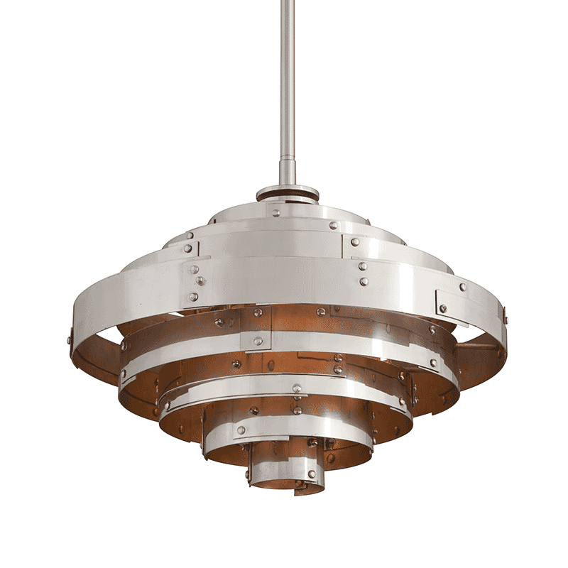 Troy Mitchel Field Pendant Light in Vintage Aluminum Parisian Leaf