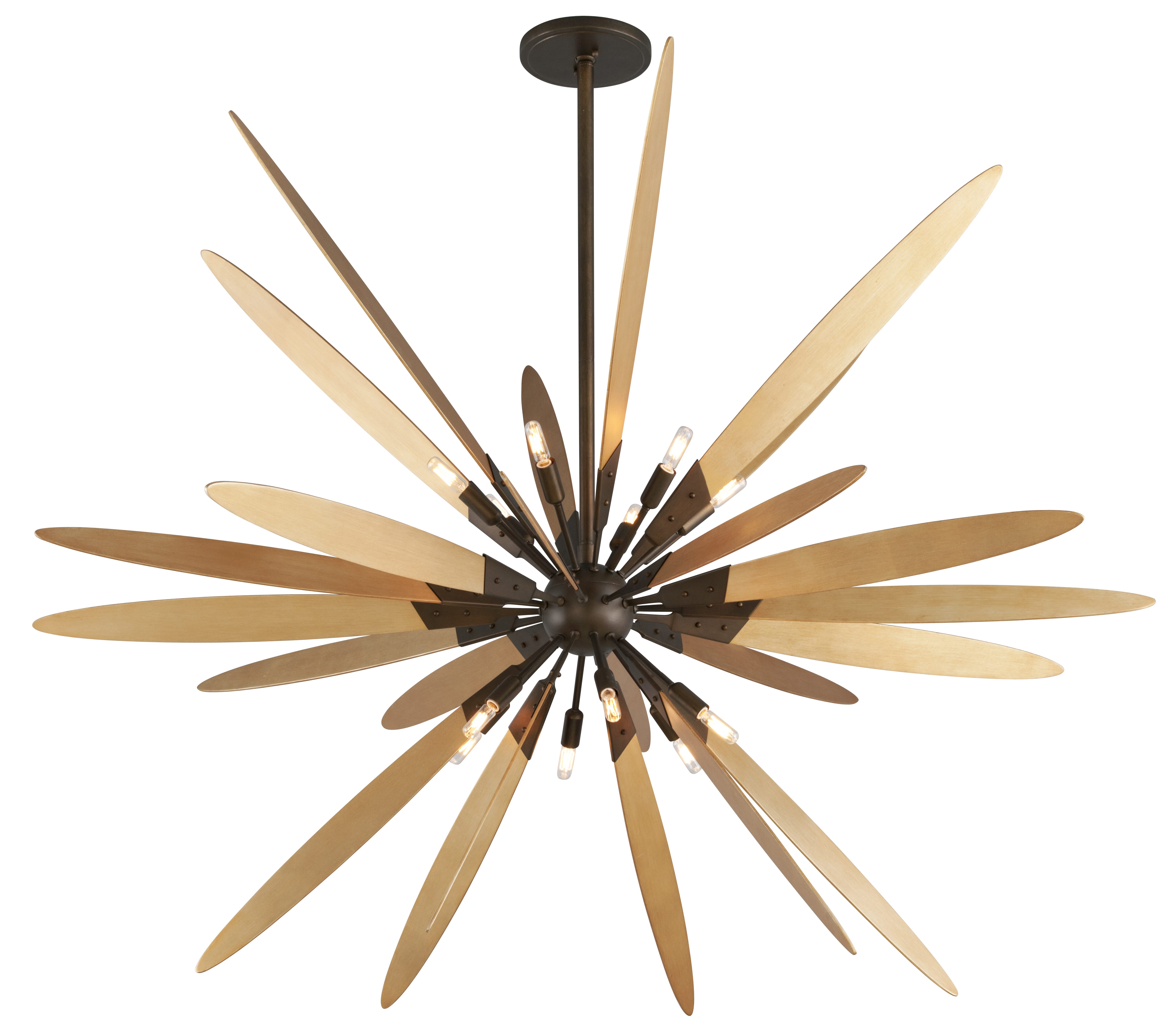 Troy Dragonfly 12-Light Chandelier in Bronze with Satin Leaf