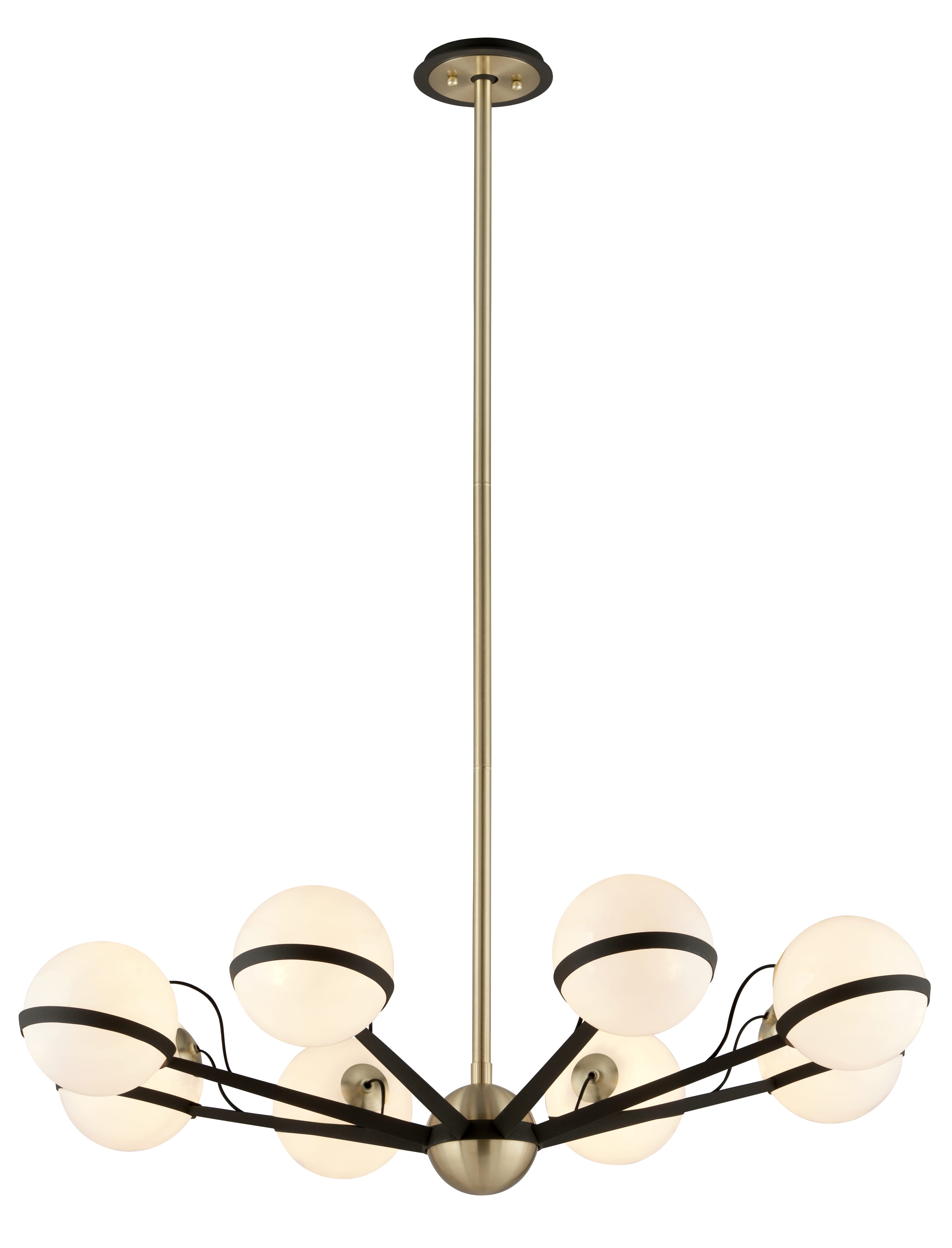 Troy Ace 8-Light Chandelier in Textured Bronze Brushed Brass