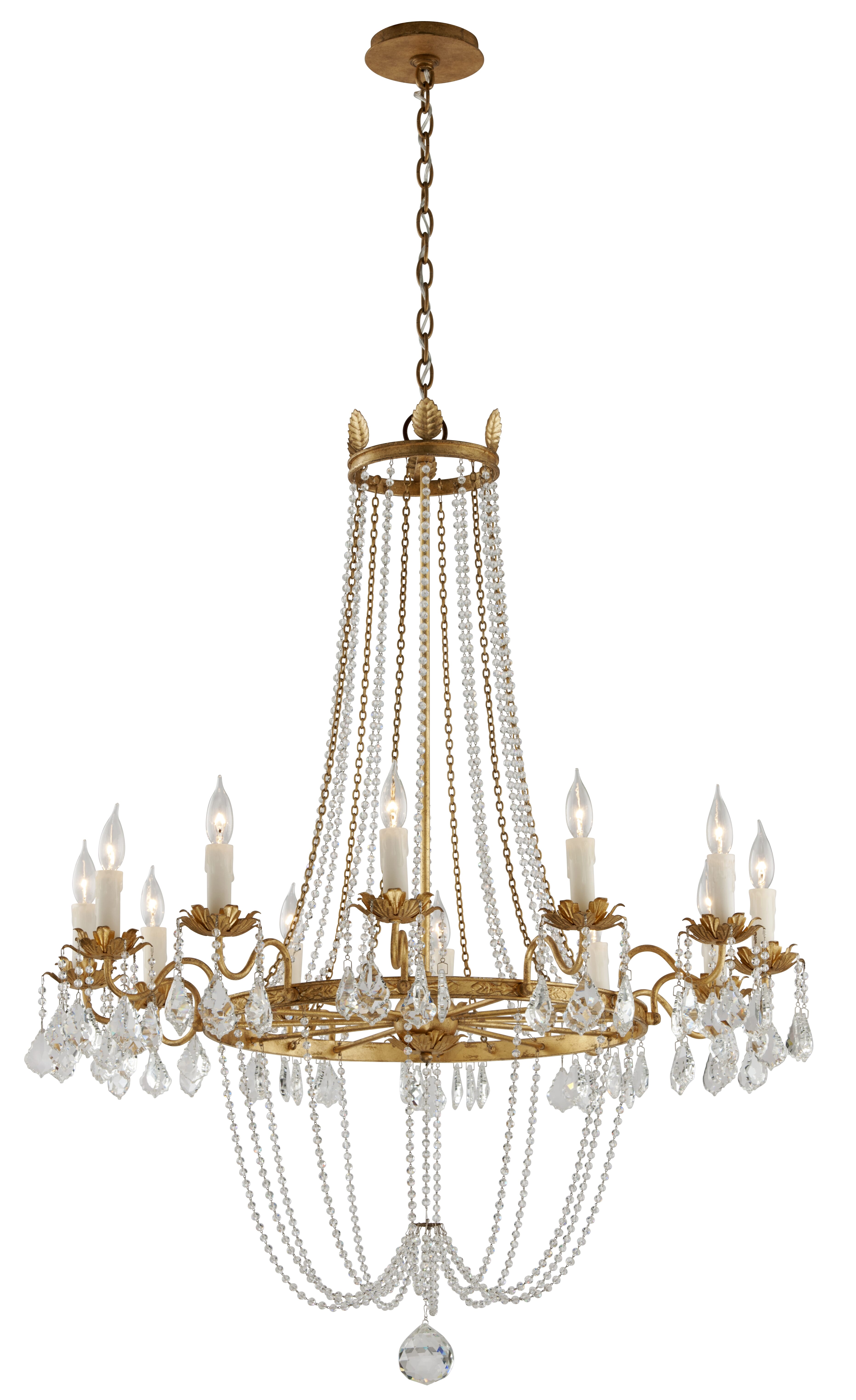 Troy Viola 12-Light Chandelier in Distressed Gold Leaf