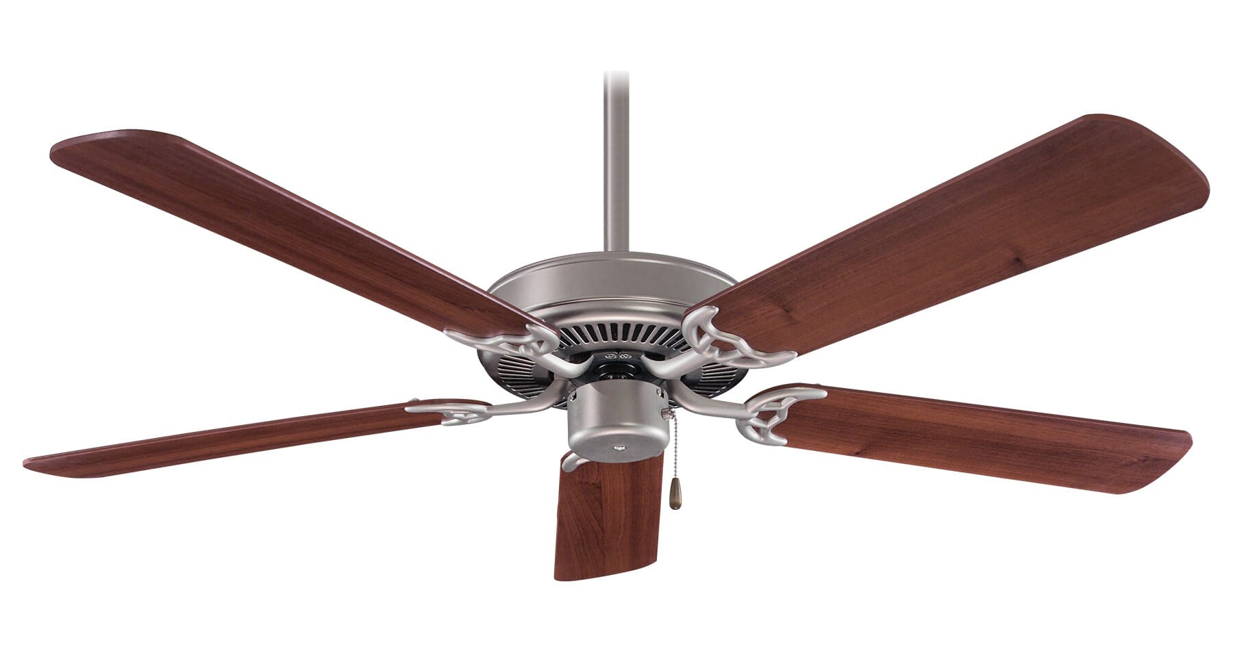 Minka-Aire Contractor 42" Ceiling Fan in Brushed Steel W/ Dark Walnut