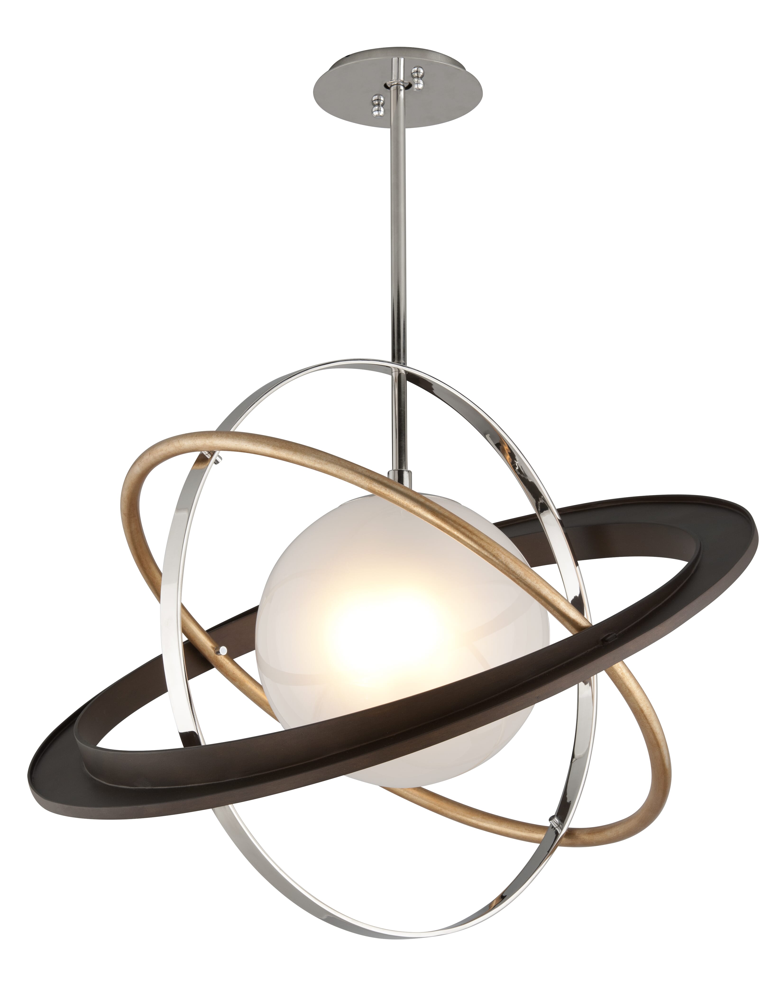 Troy Apogee 23" Pendant Light in Bronze Gold Leaf and Stainless