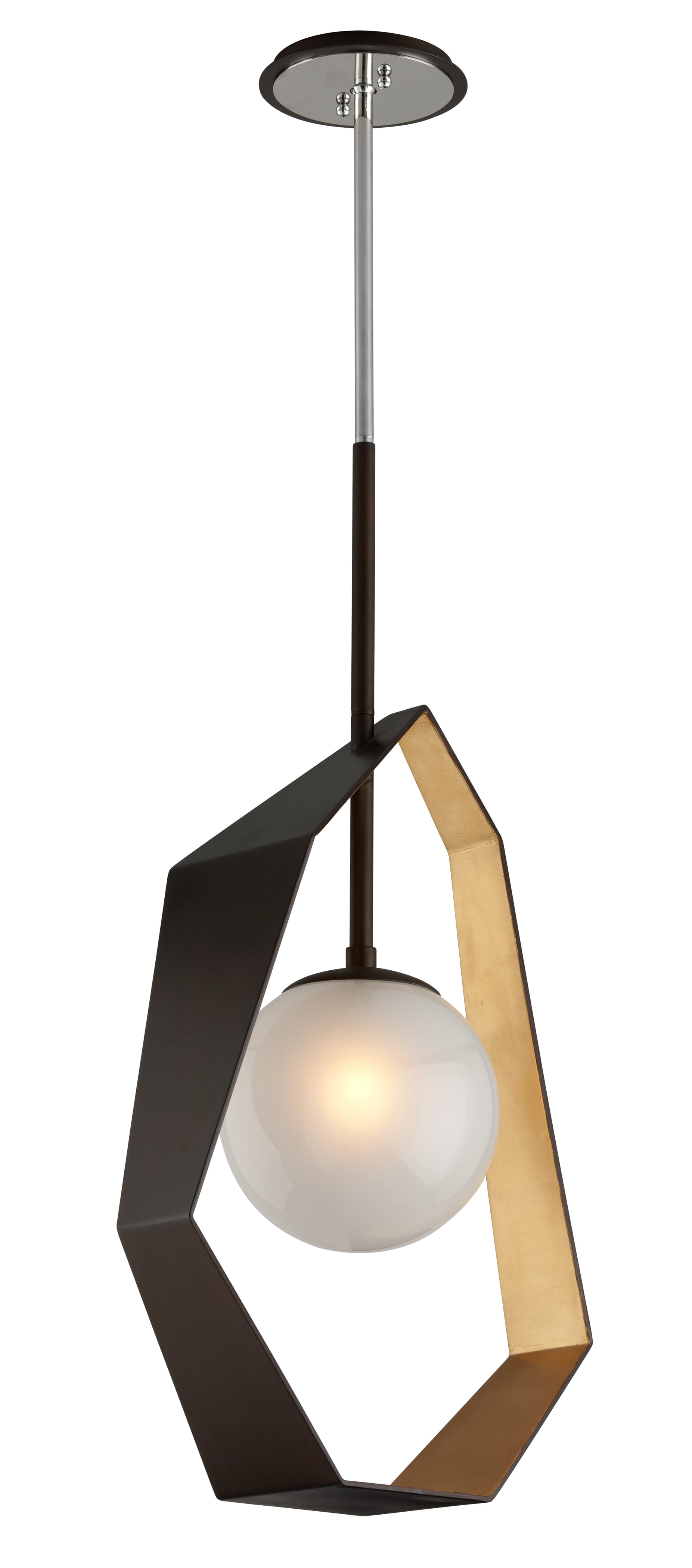 Troy Origami 35" Pendant Light in Bronze with Gold Leaf