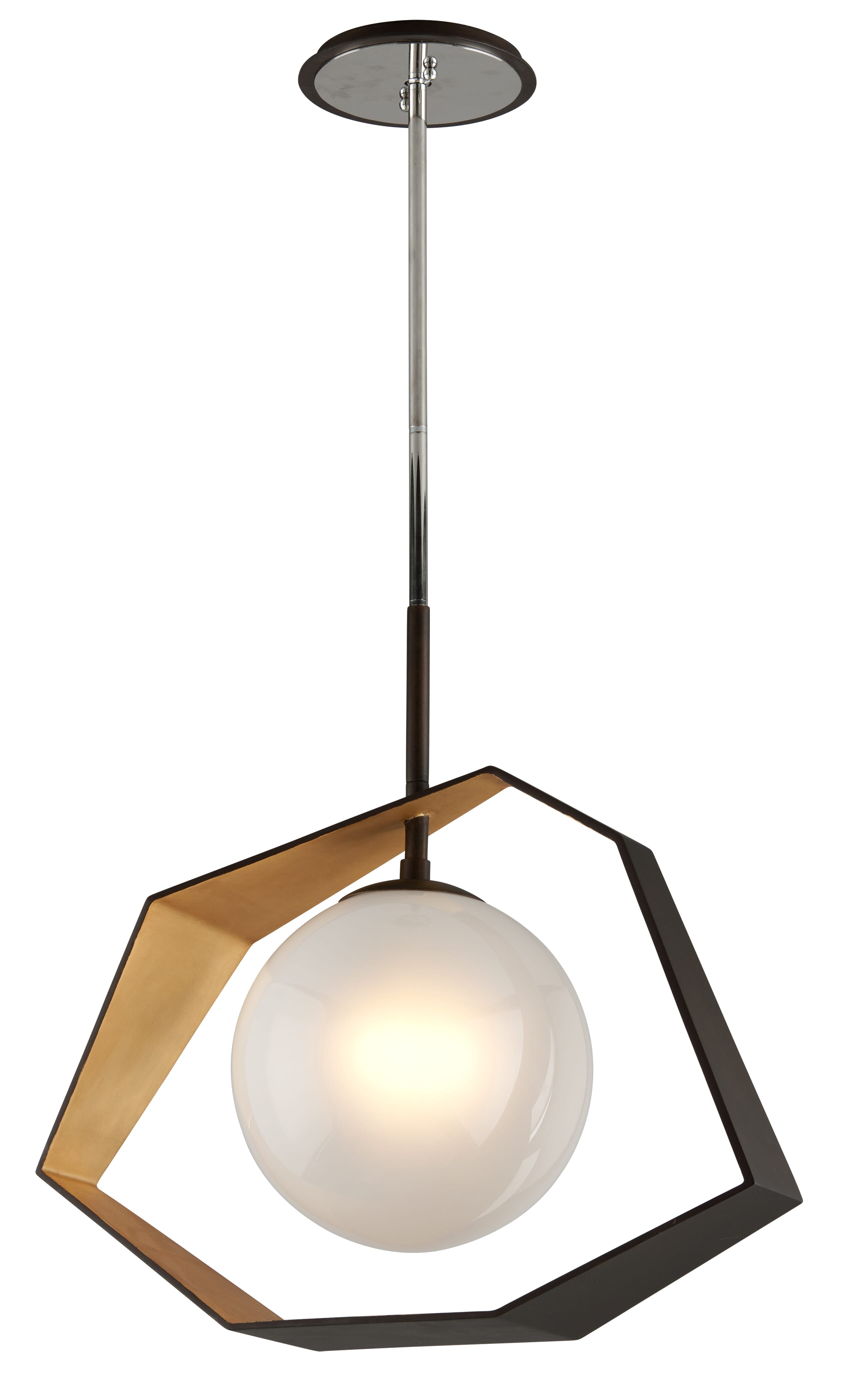 Troy Origami 24" Pendant Light in Bronze with Gold Leaf