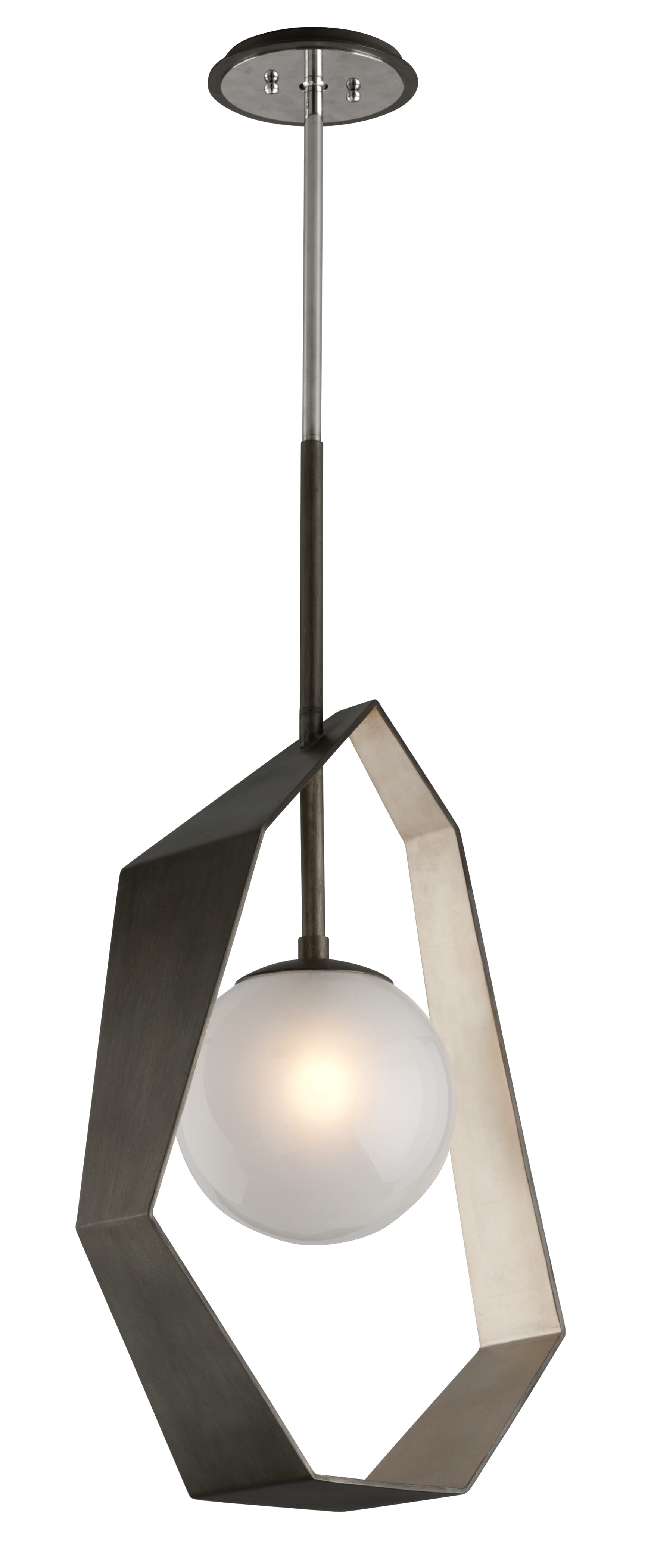 Troy Origami 35" Pendant Light in Graphite with Silver Leaf