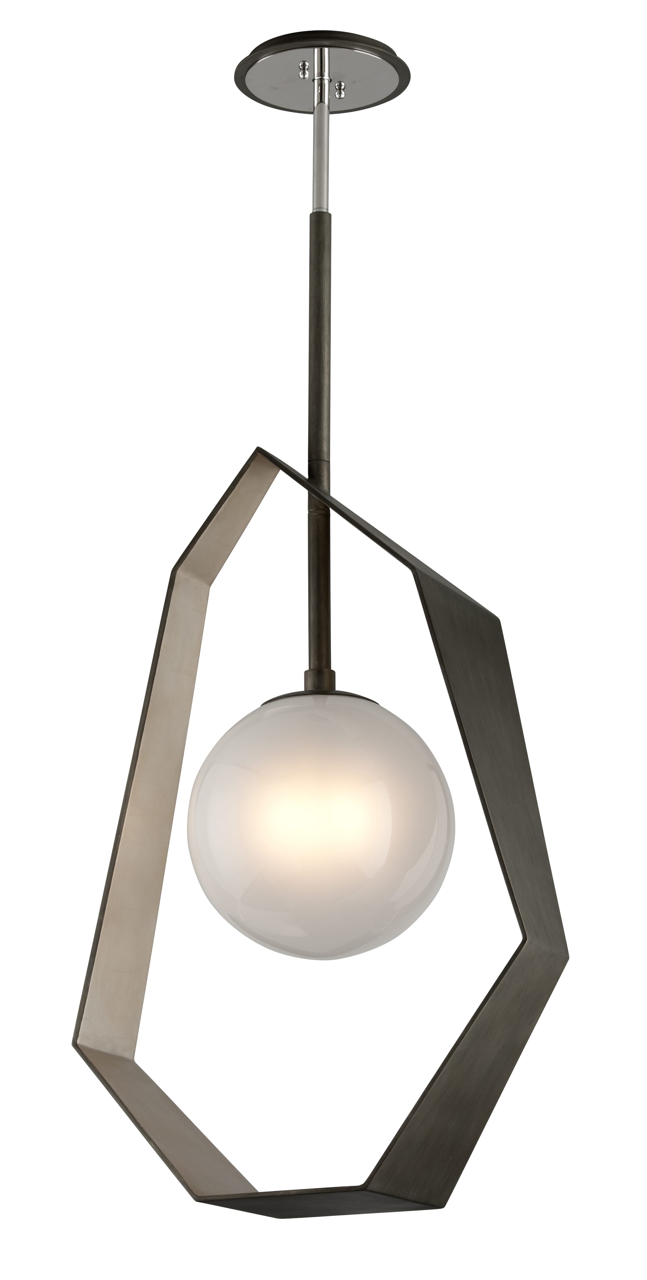 Troy Origami 46" Pendant Light in Graphite with Silver Leaf