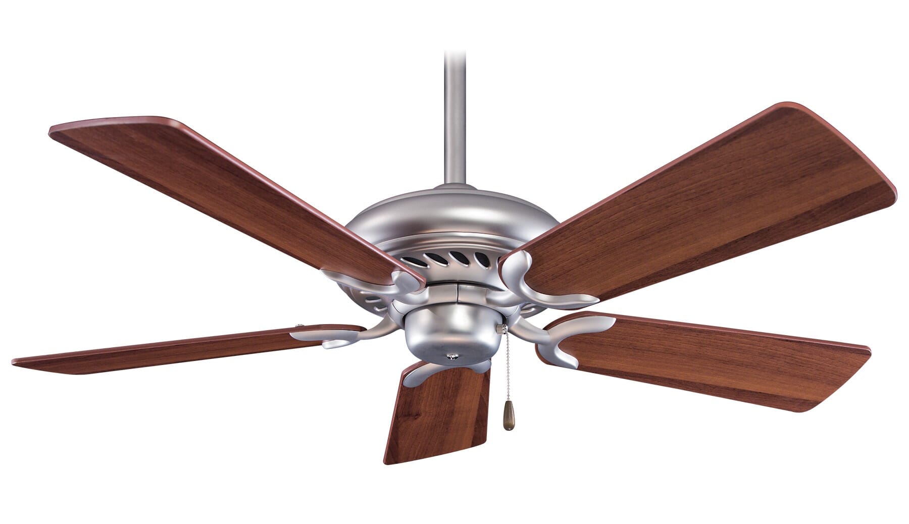 Minka-Aire Supra 44" Ceiling Fan in Brushed Steel W/ Dark Walnut