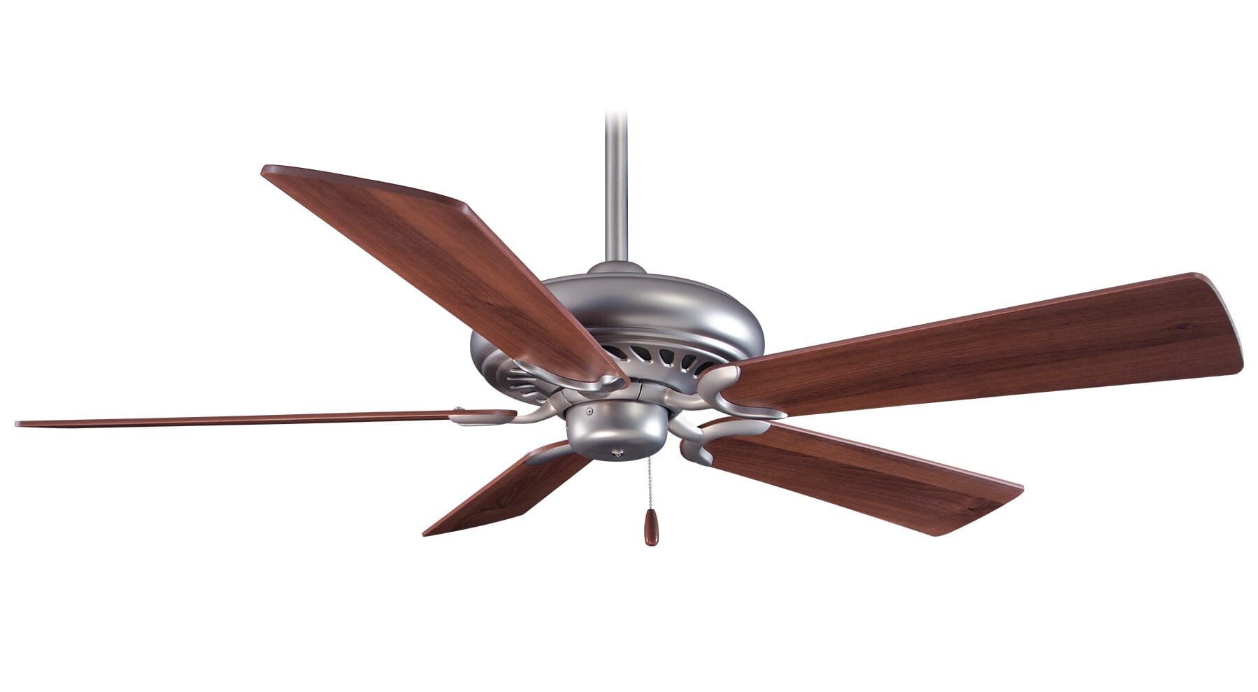 Minka-Aire Supra 52" Ceiling Fan in Brushed Steel W/ Dark Walnut