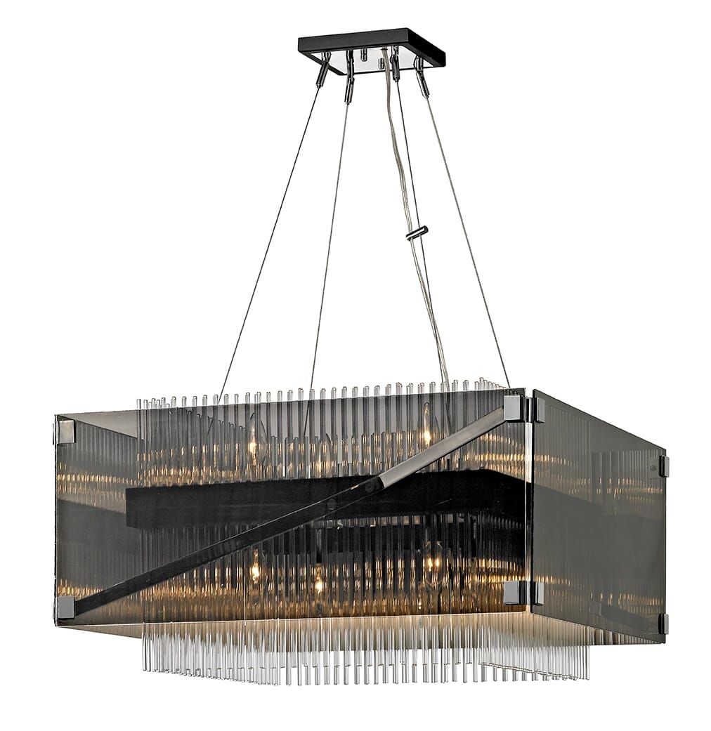 Troy Apollo 8-Light Chandelier in Dark Bronze Polished Chrome